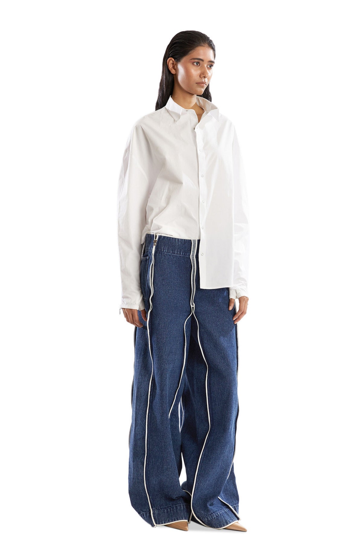 White Oversized Gloved Shirt