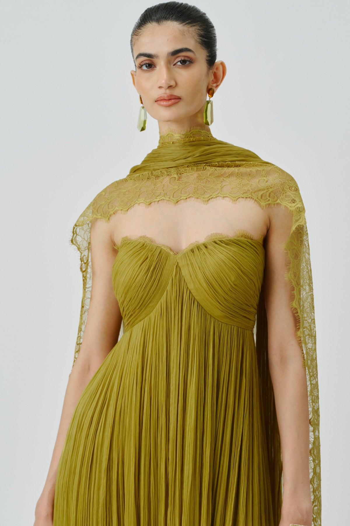 Chartreuse Ruched Dress