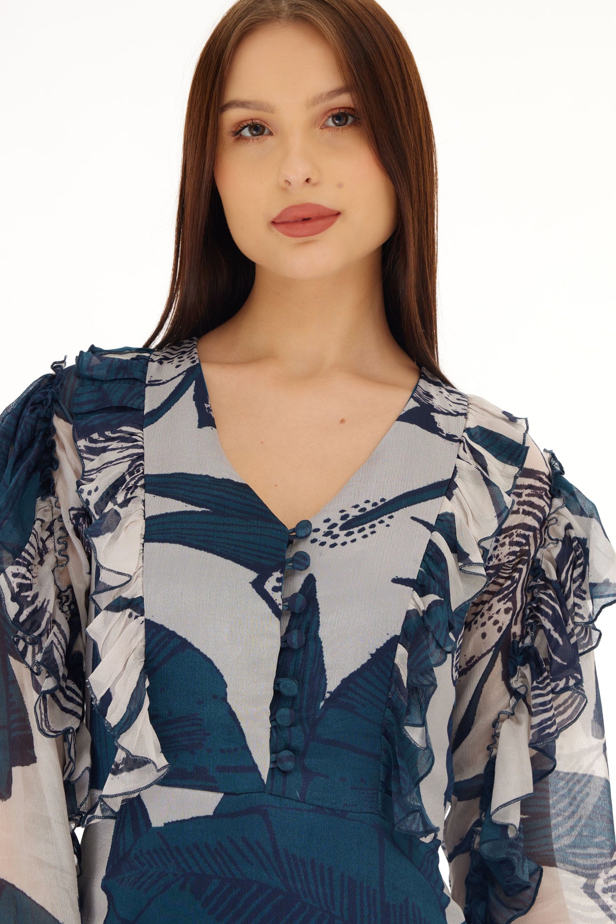 Blue and White Wrap Dress