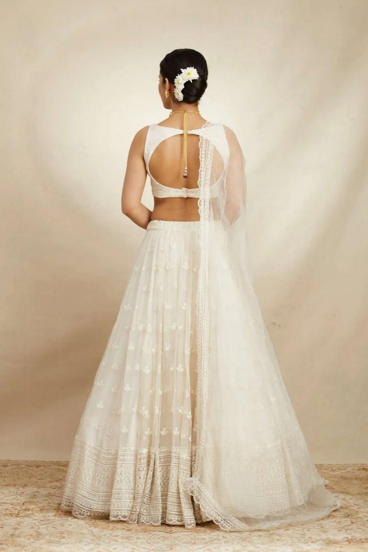 White Organza Lehenga Set