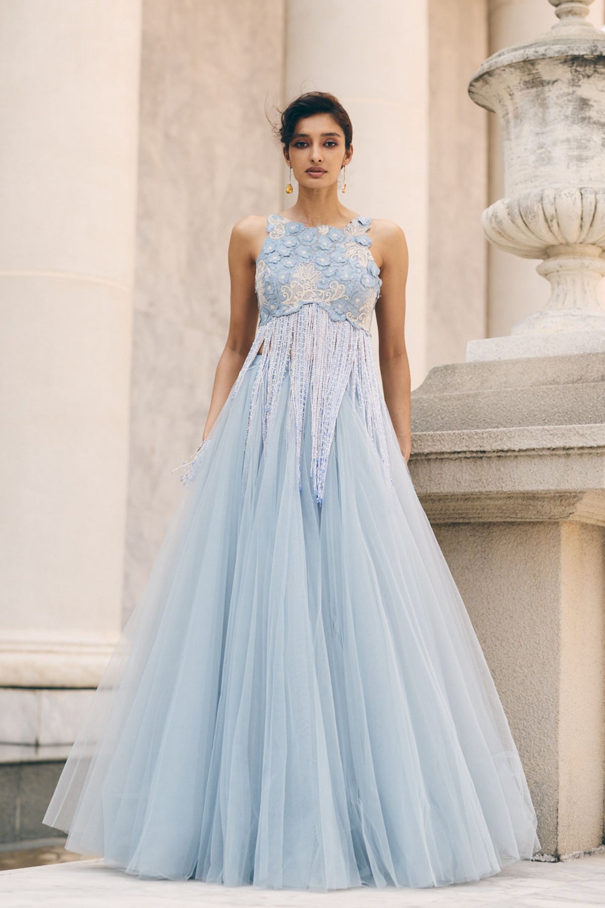 Sky Blue Top And Skirt