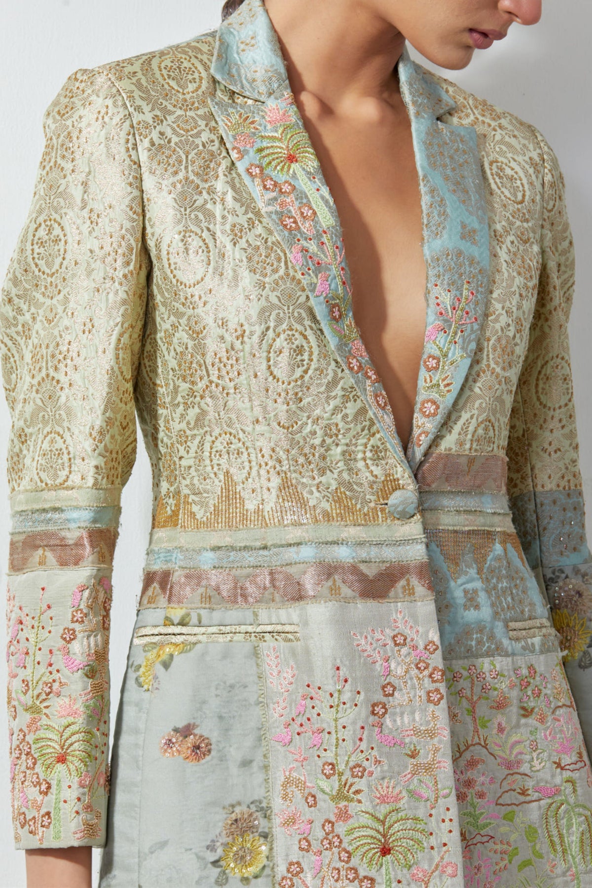 Aqua Embroidery Blazer