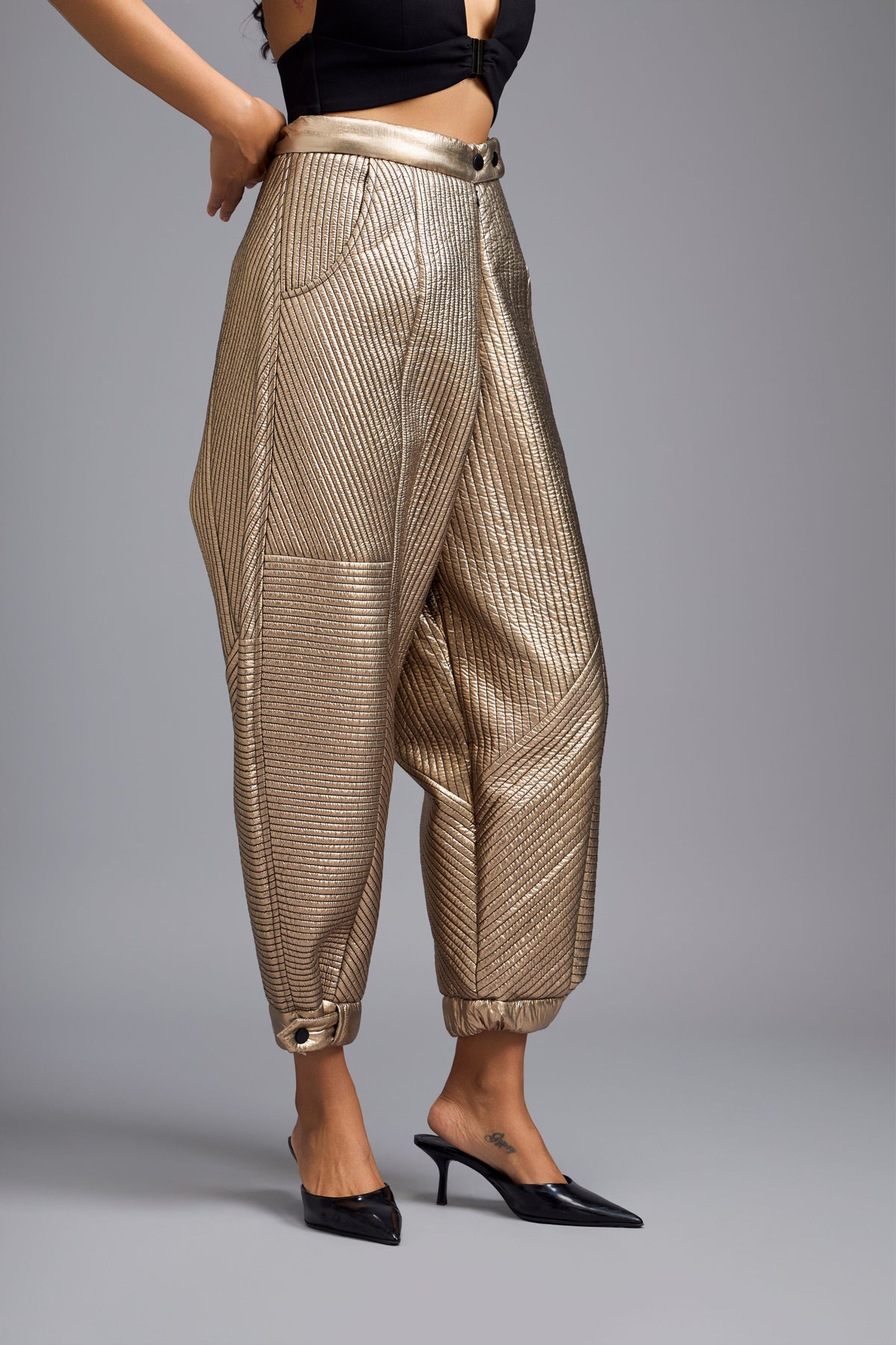 Metallic Gold Quilted Pants