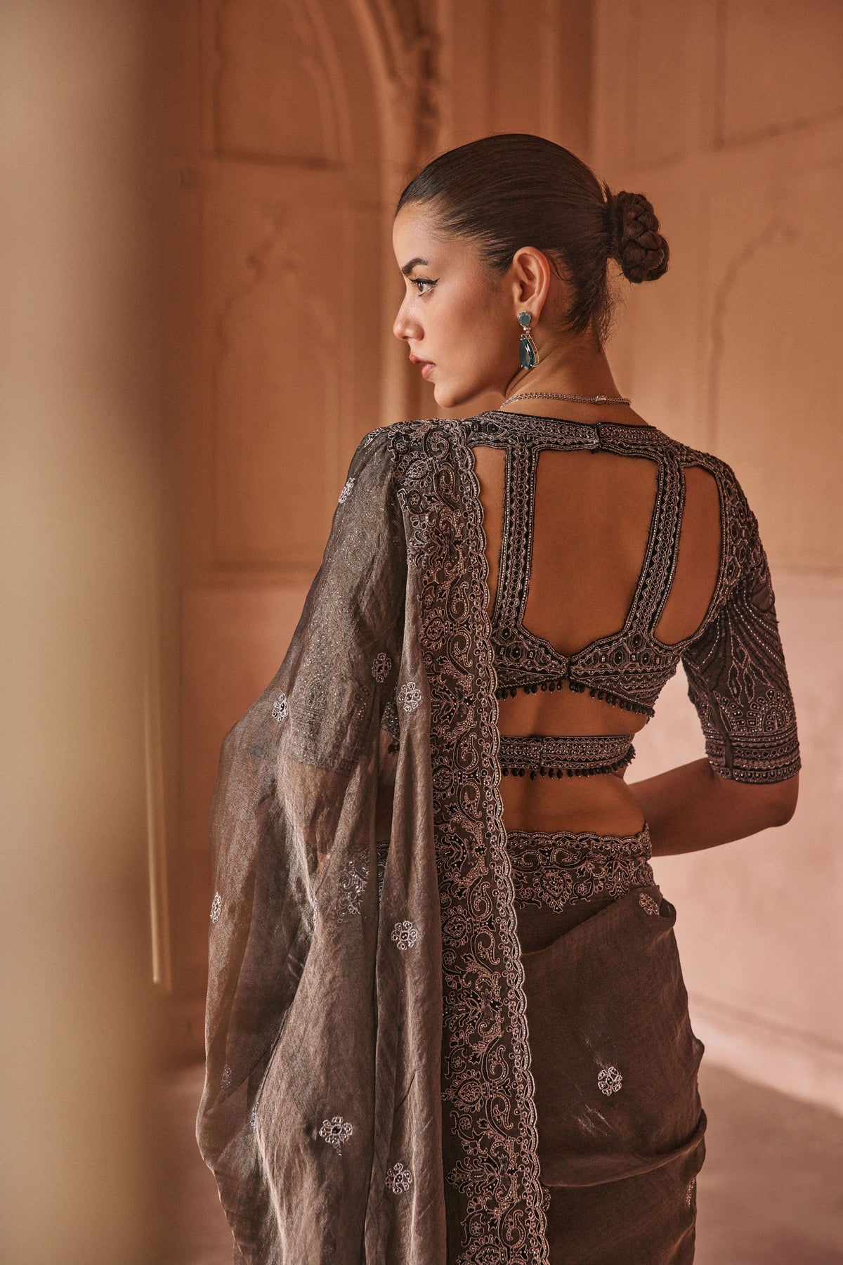 Exquisite Black Saree Set