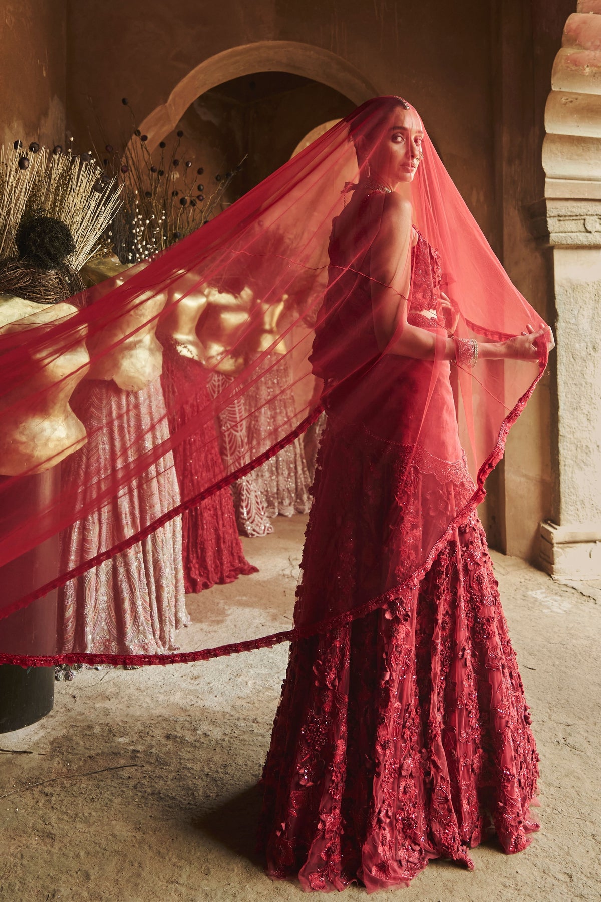 Crimson Rose Lehenga Set