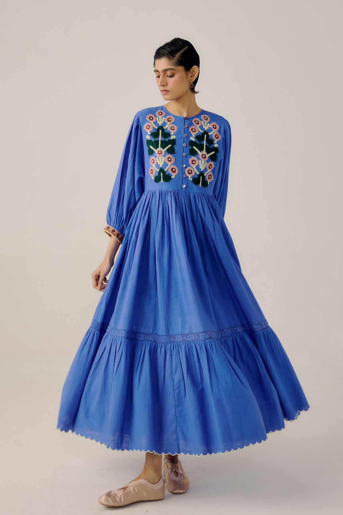 Electric Blue Peasant Dress