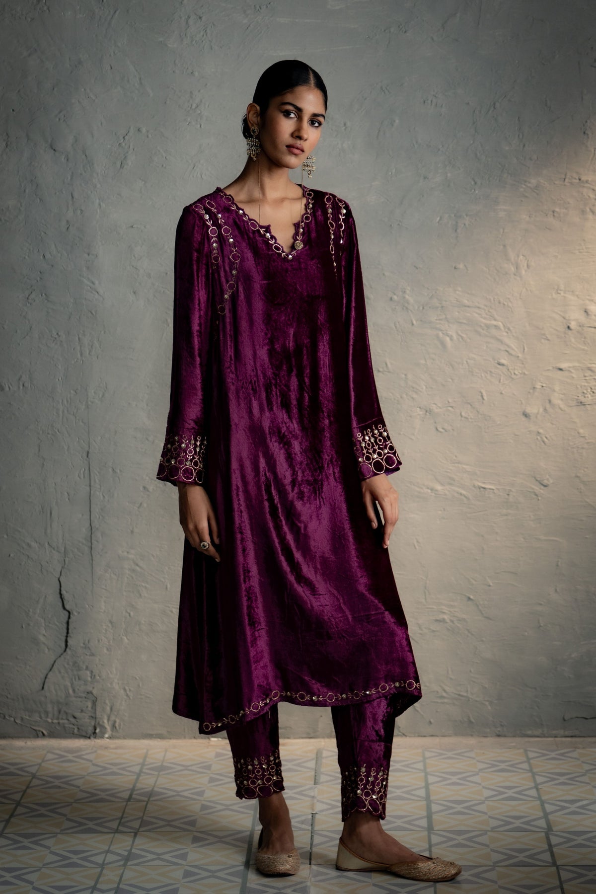 Phiran Style Velvet kurta Set