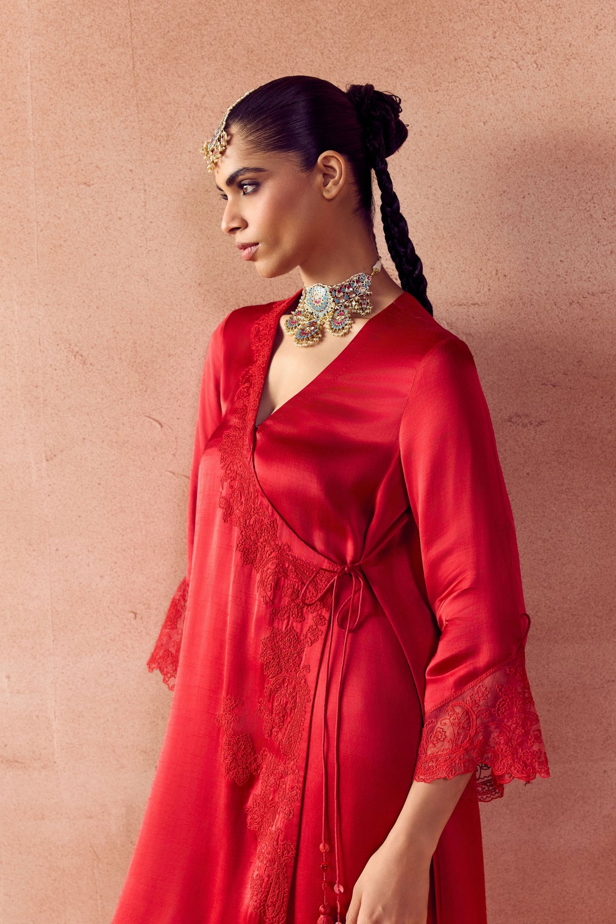 Red Dori Kurta Set