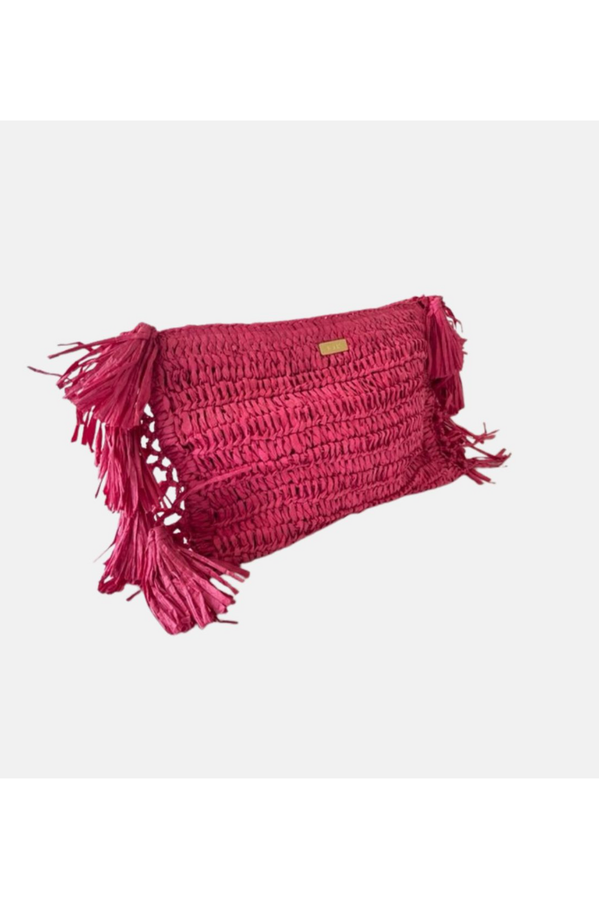 Raffia Clutch With Tassels
