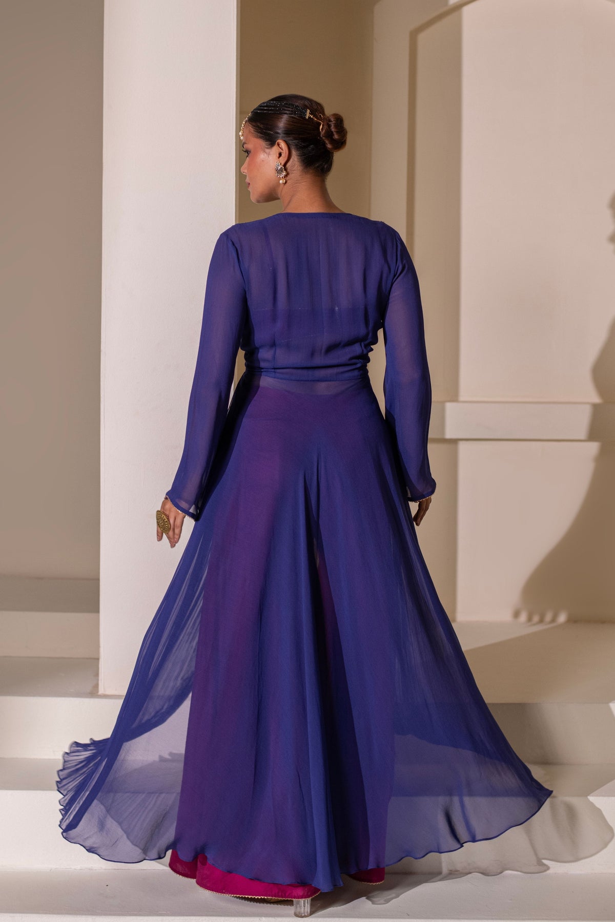 Magenta Blue Jacket Set