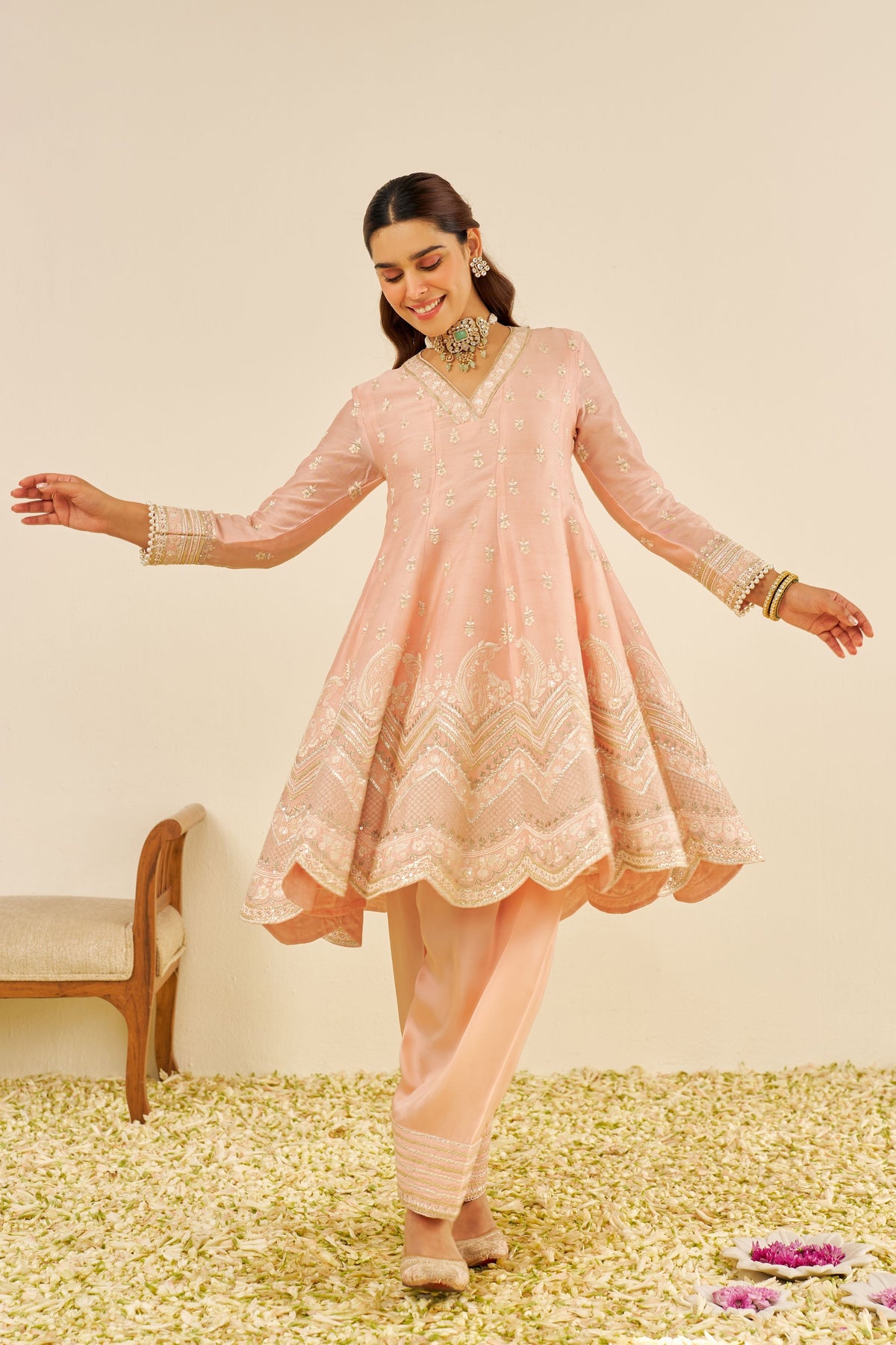 Meeram Rose Pink Anarkali Set
