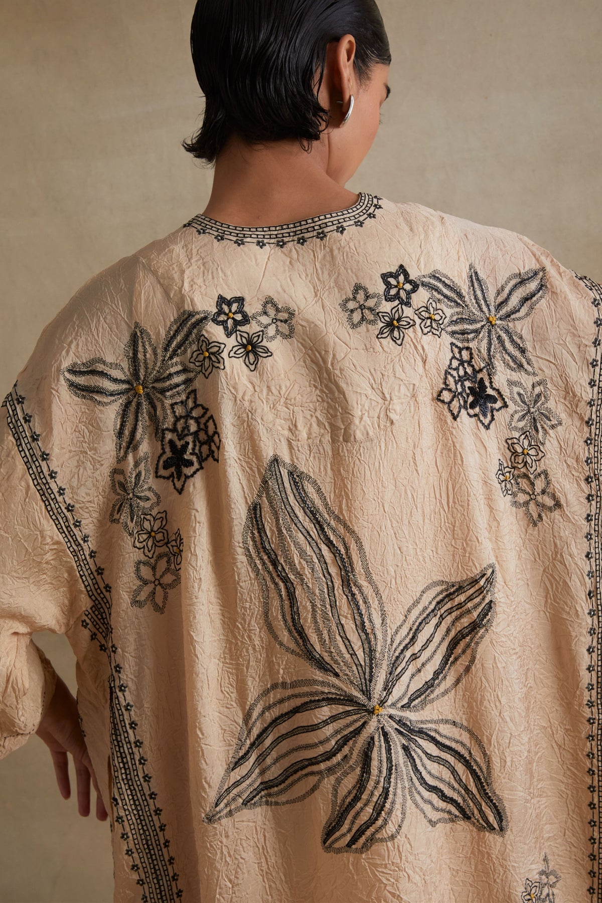 Clay Thread Embroidered Kaftan Set
