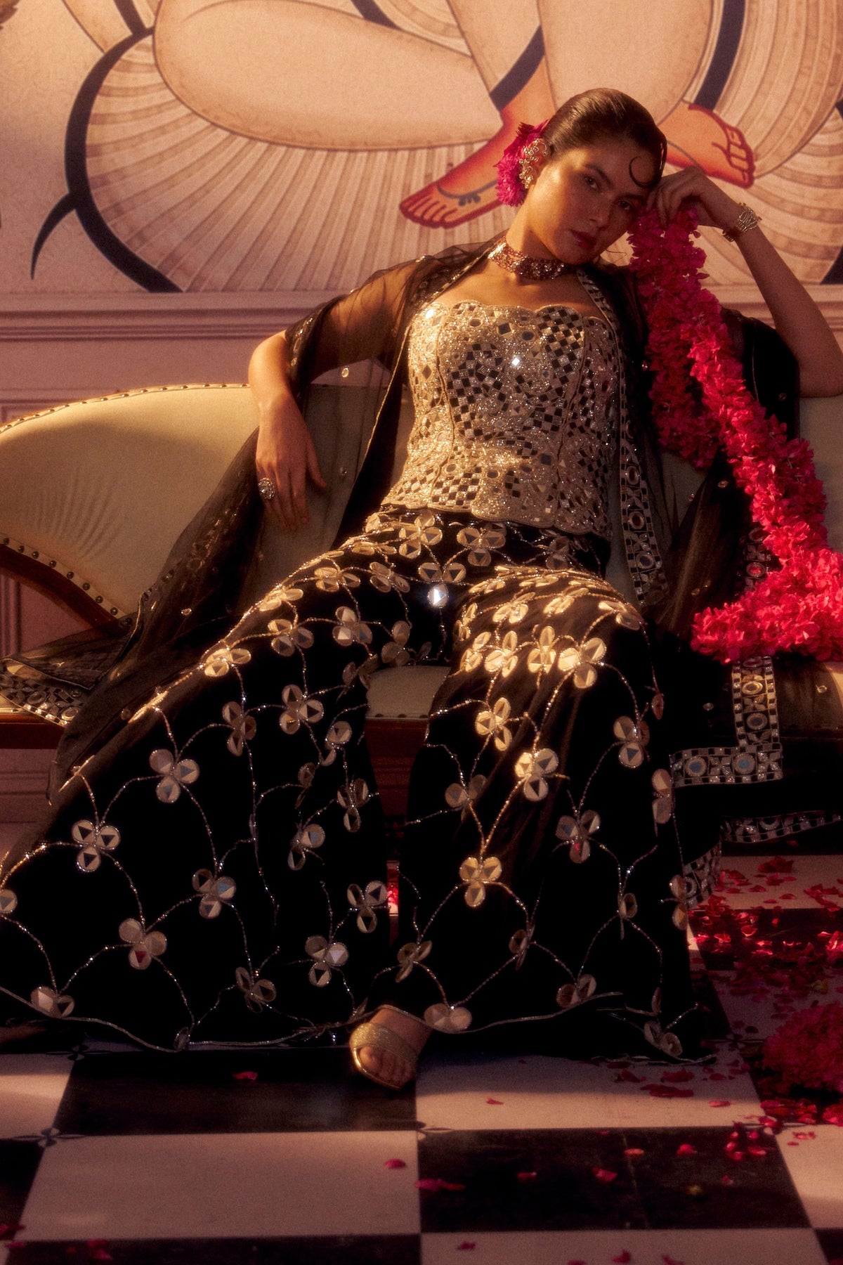 Black Gold Sharara Set
