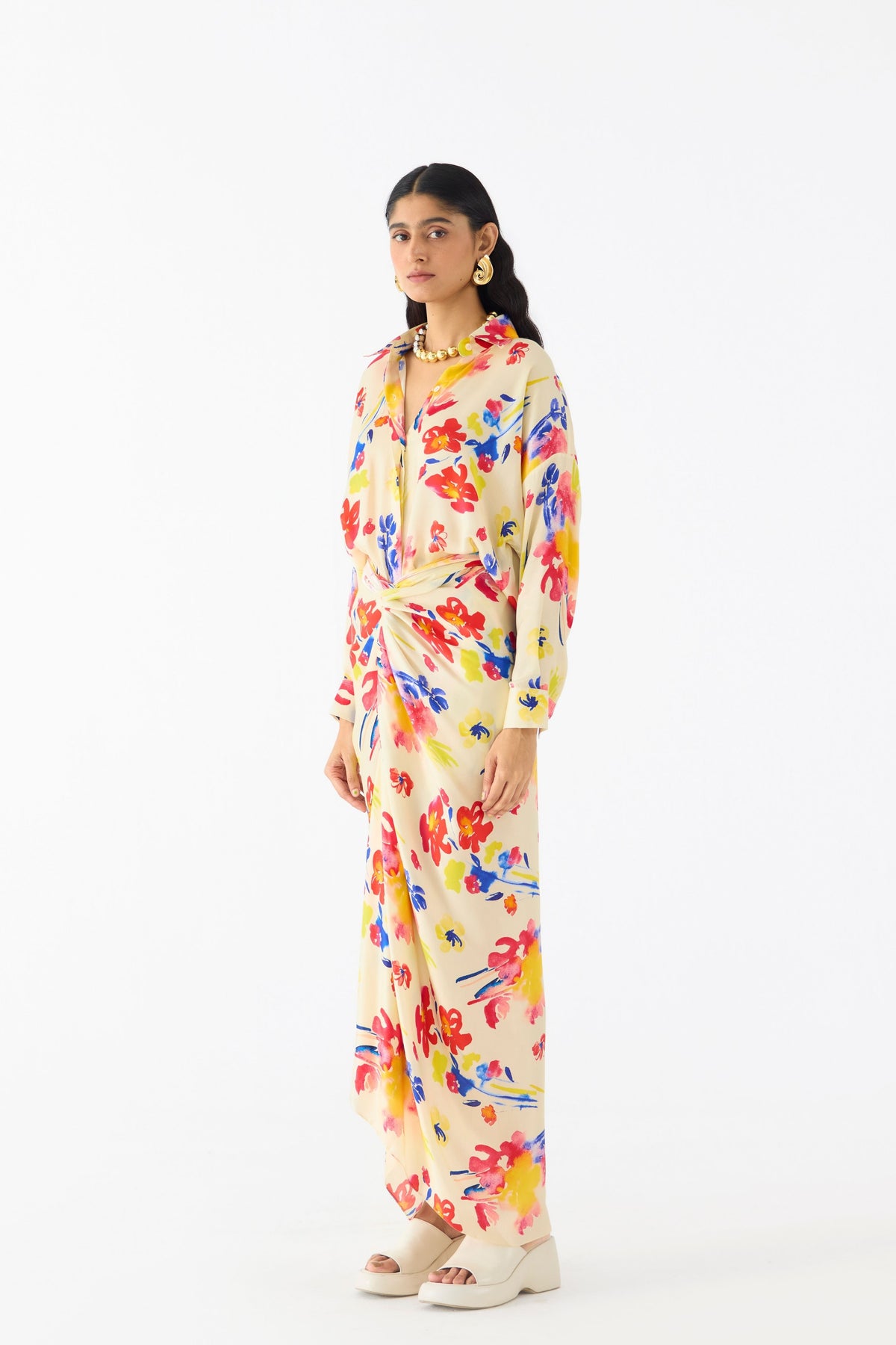 Riad Draped Shirt Dress
