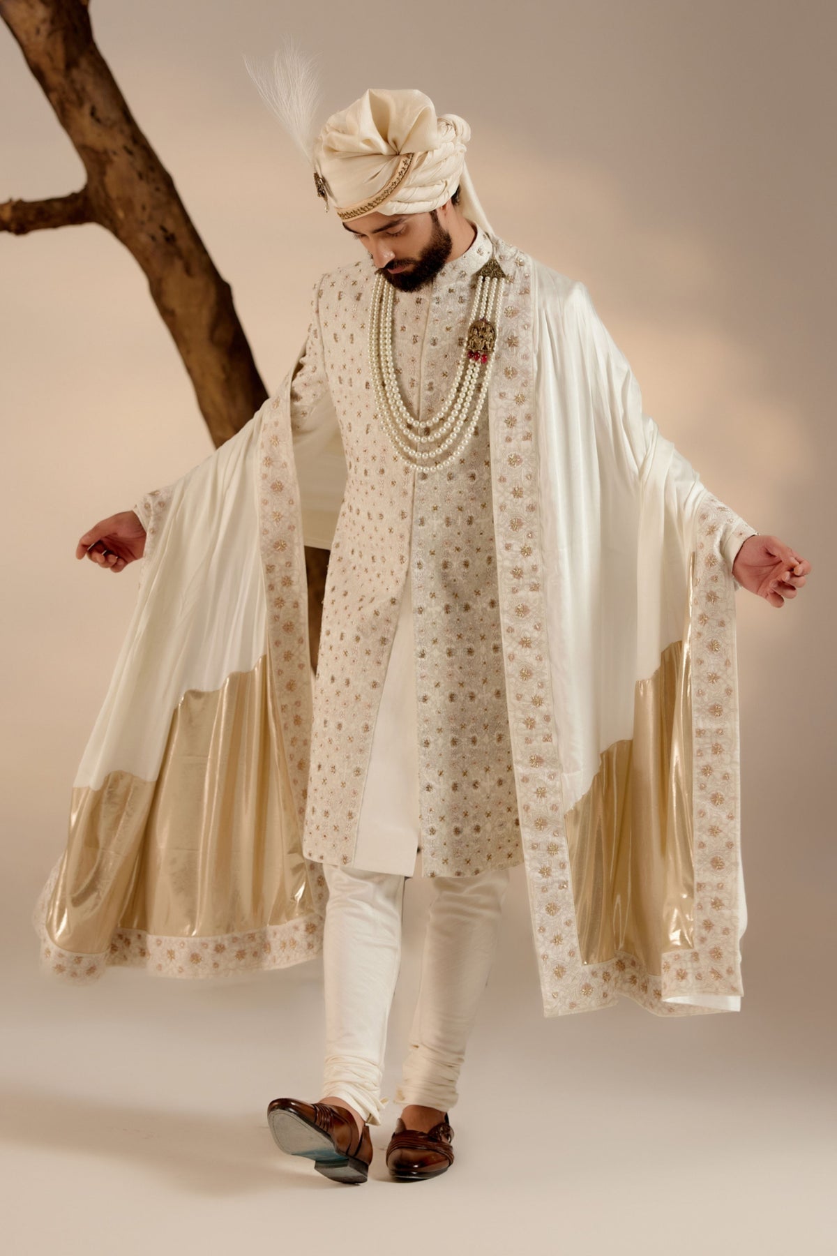 Albino White Sherwani Set