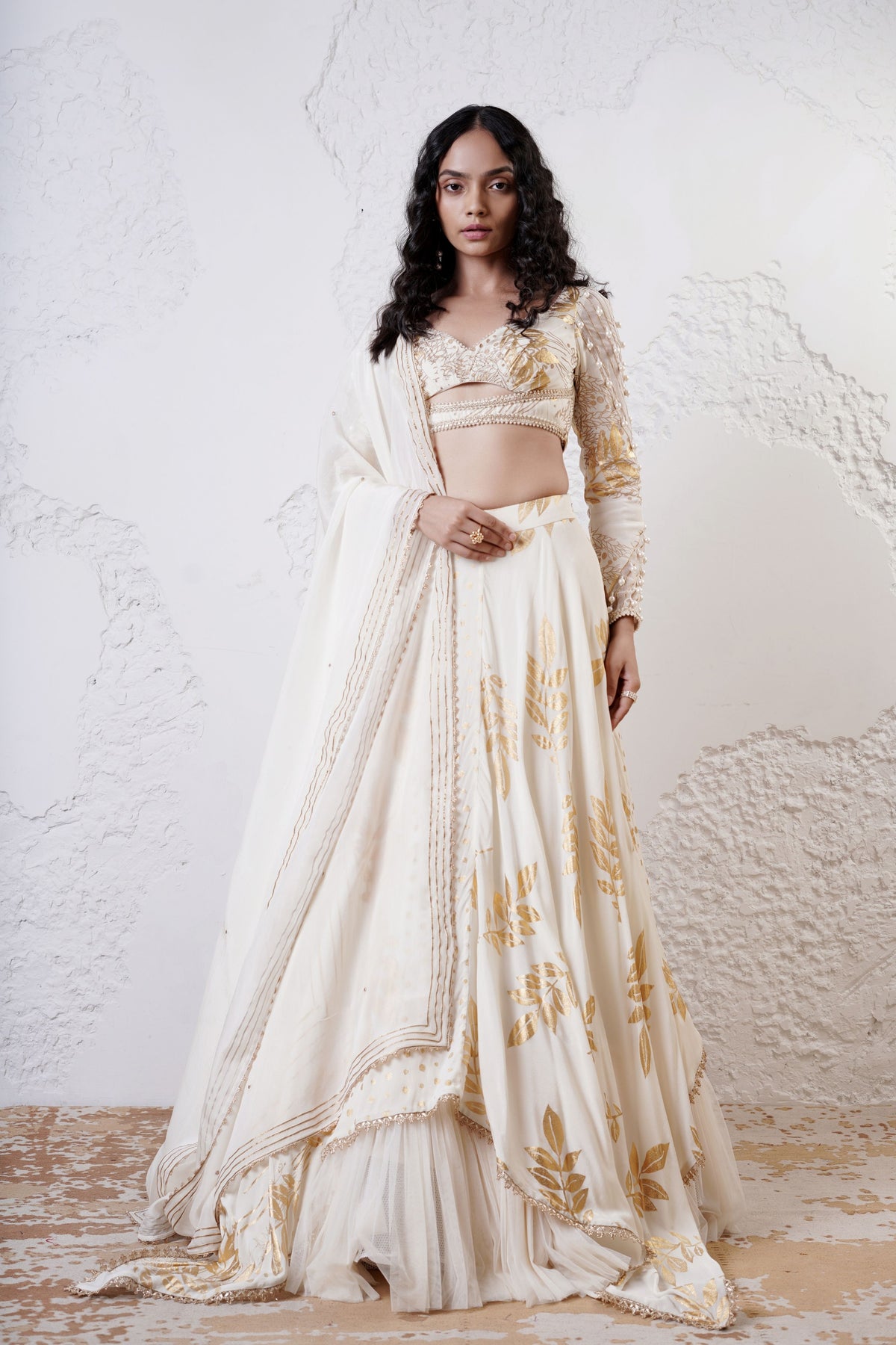 Ivory Foil Lehenga Set