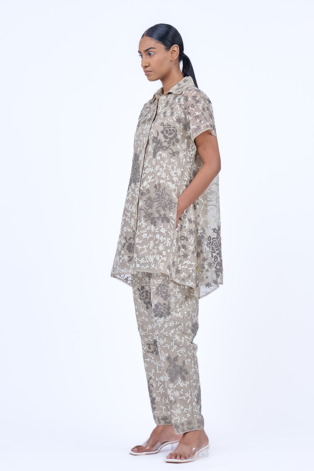 Silk Organza Beadwork Shirt