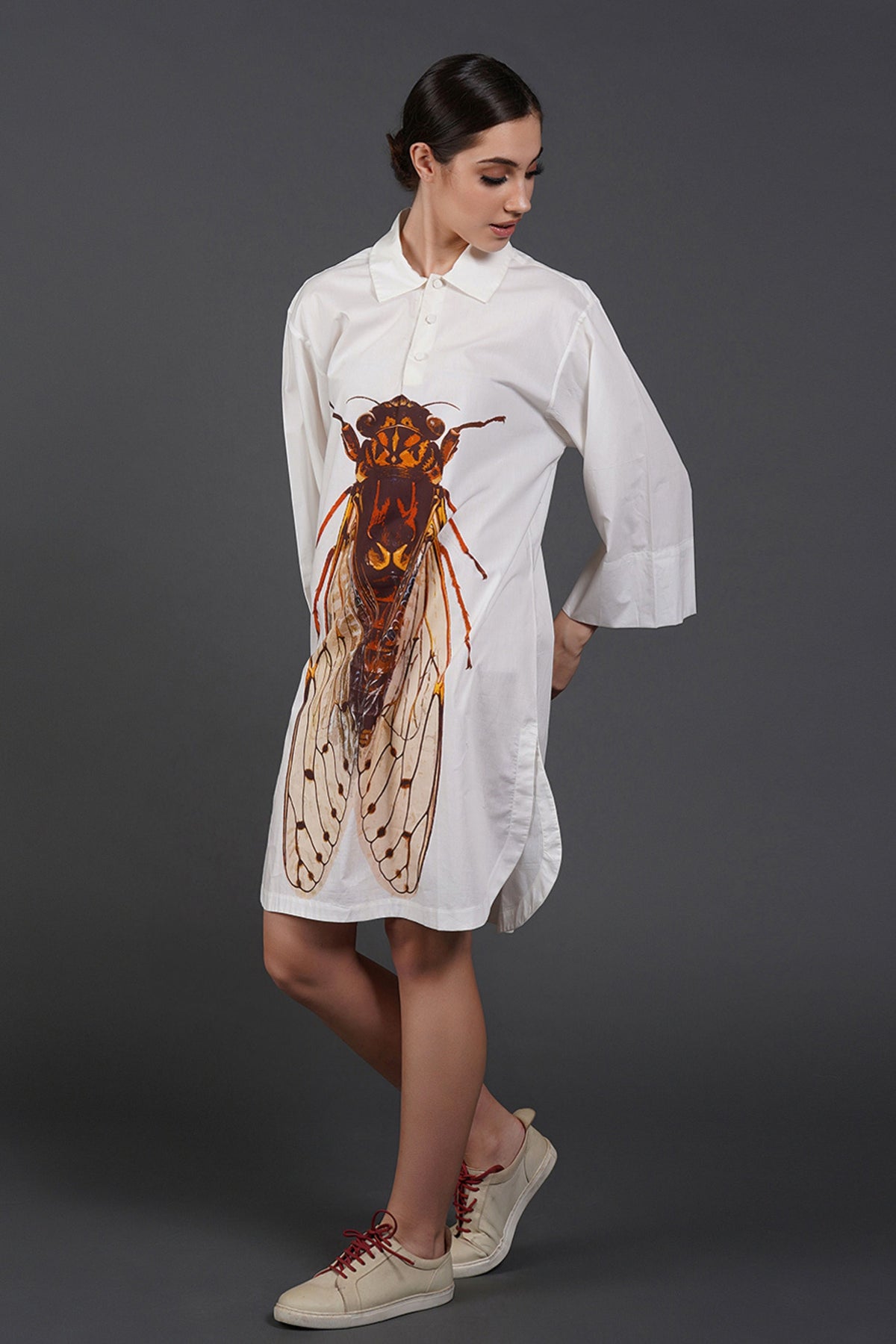 Offwhite Brown Digtal Print Dress