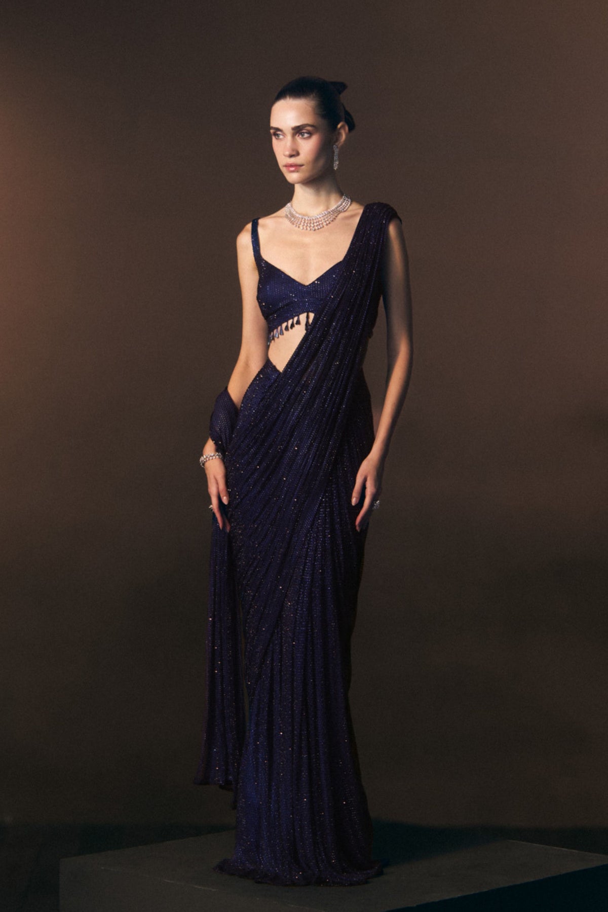 Marine Drape Saree Set
