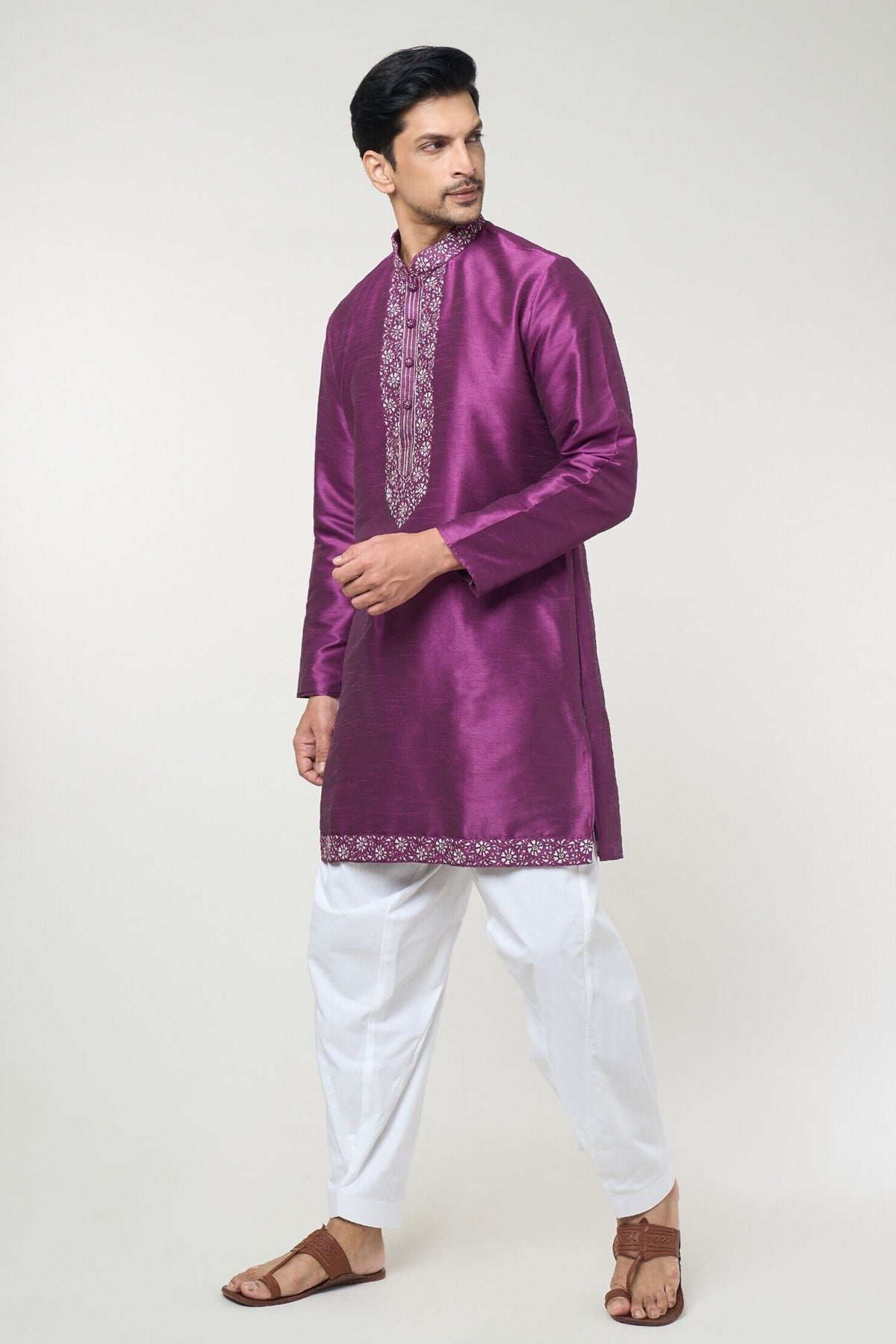 Violet Embroidred Kurta Set