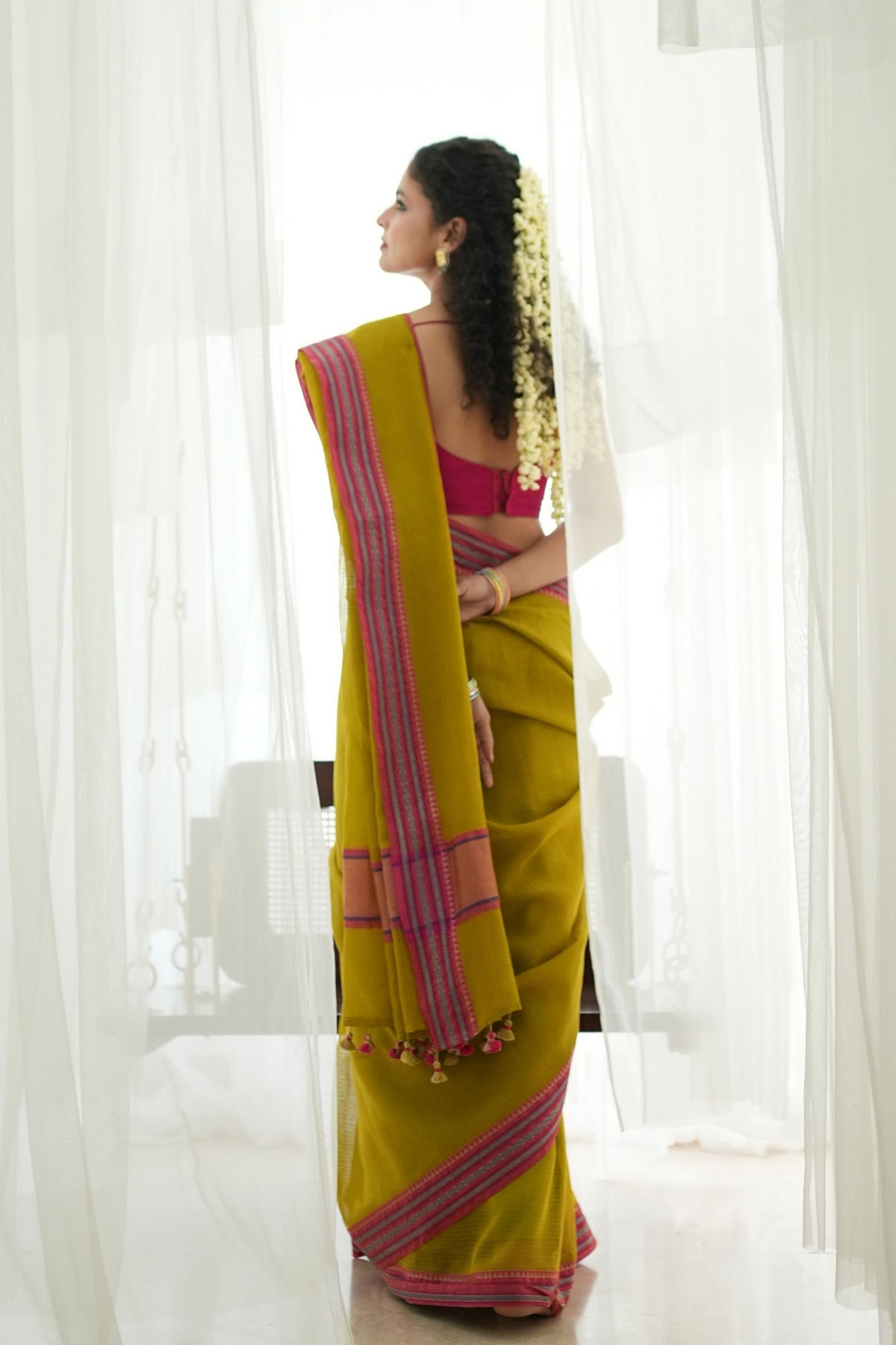 Pratima Golden Heritage Green Saree