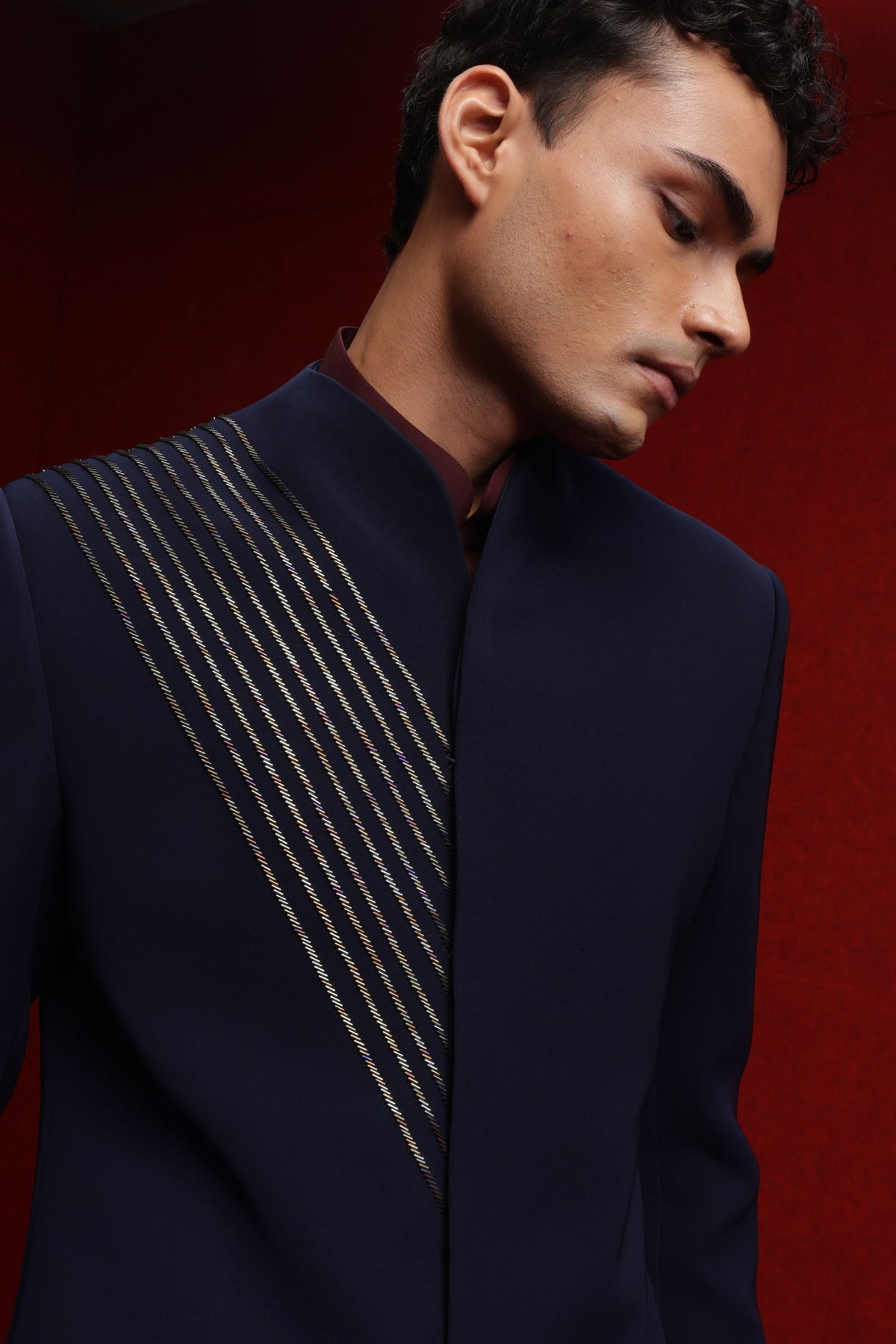 Bandhgala Kurta Set In Navy Blue
