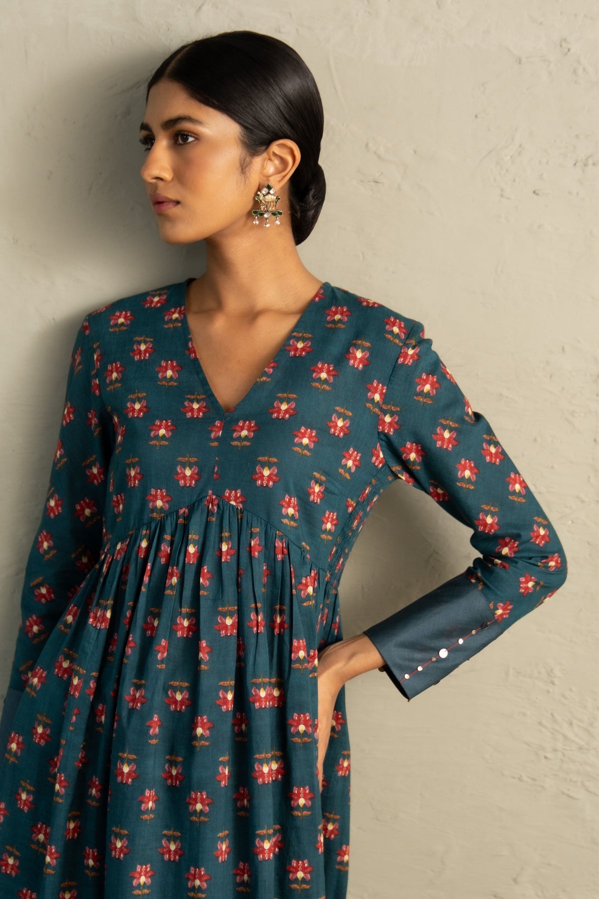 Teal Anarkali Set