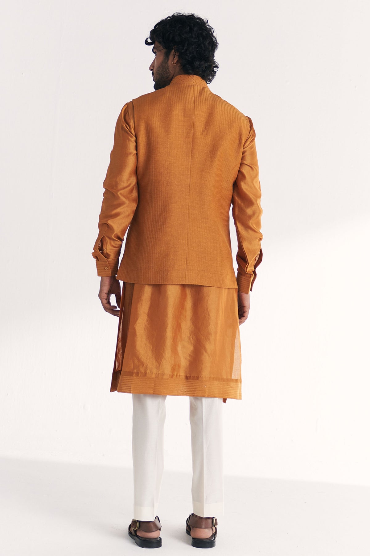 Mahwar Mustard Nehru Jacket Set