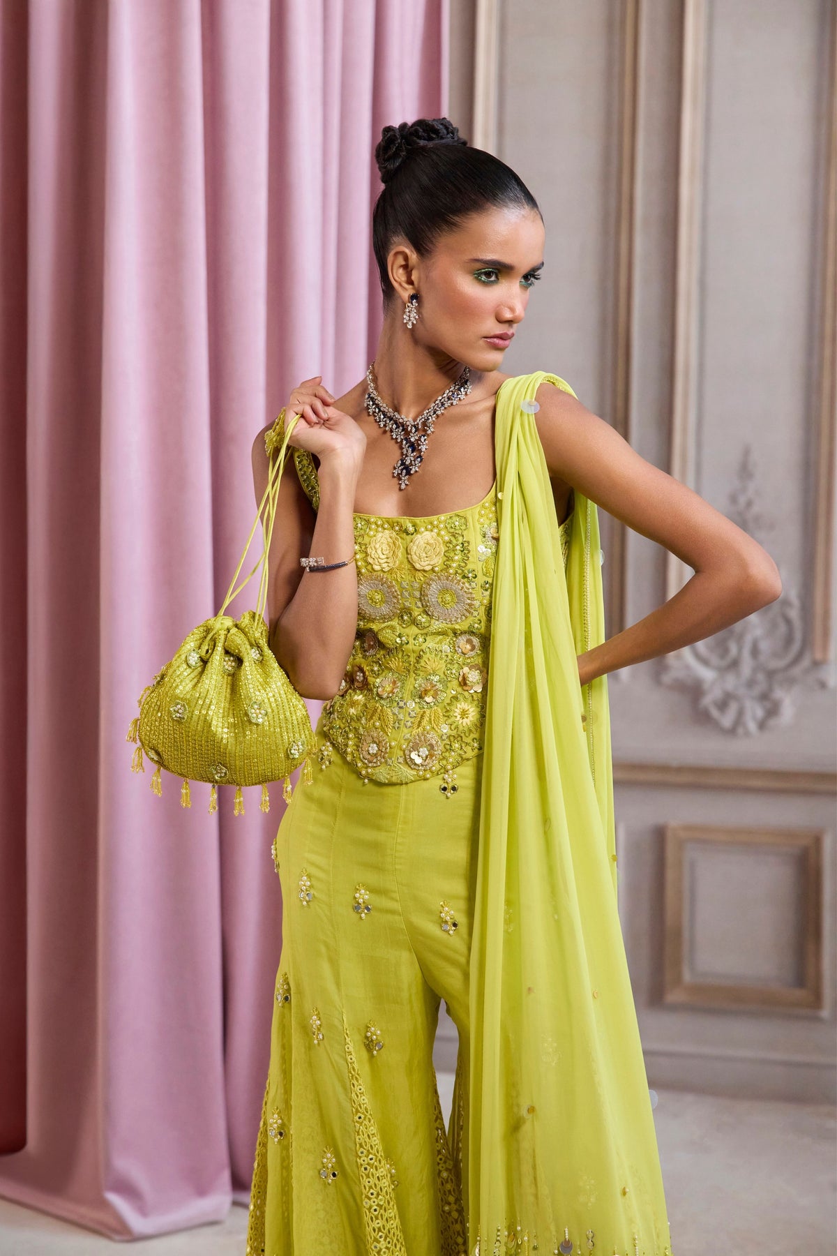 Neon Green Sharara Set