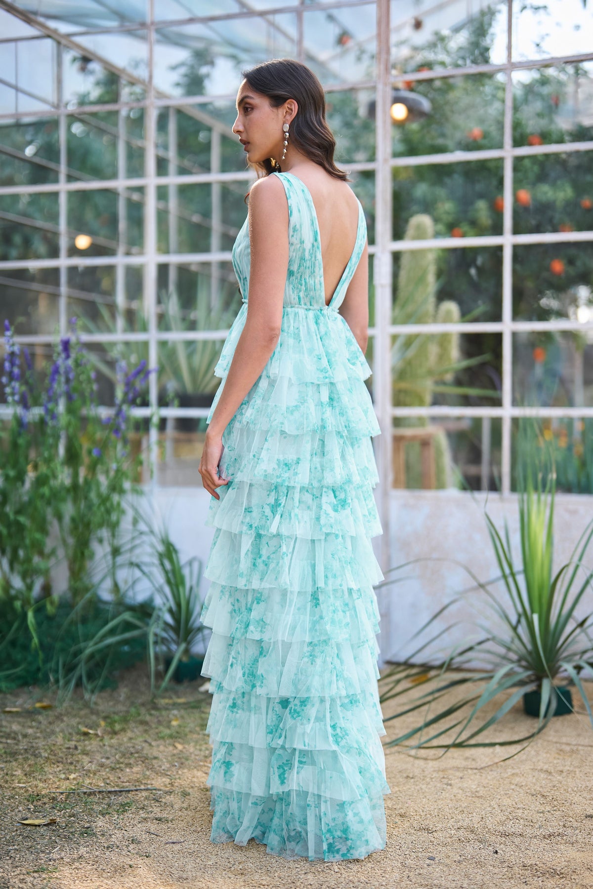 Cascading Printed Gown