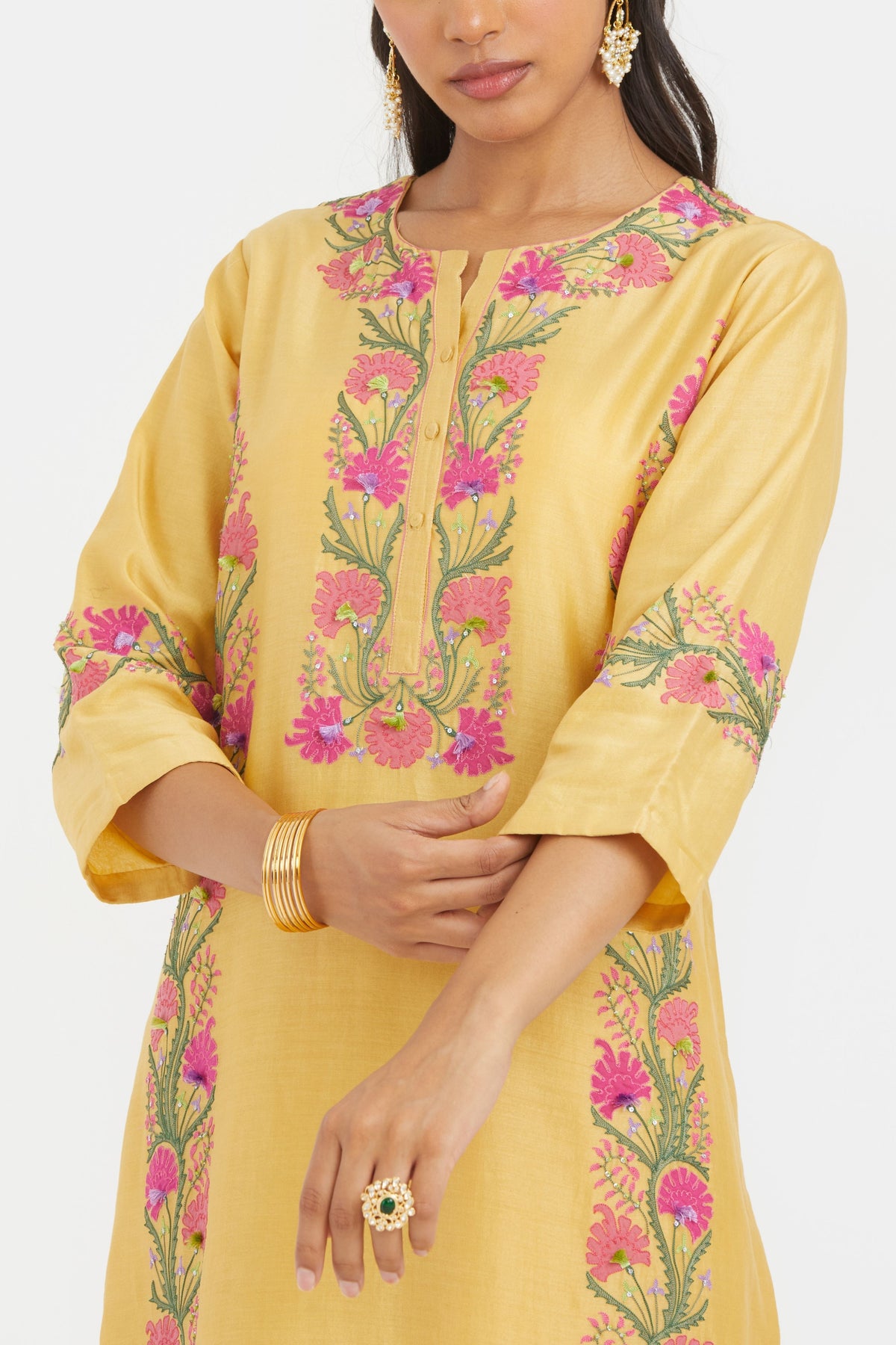 Yellow  Appliqué Kurta Set