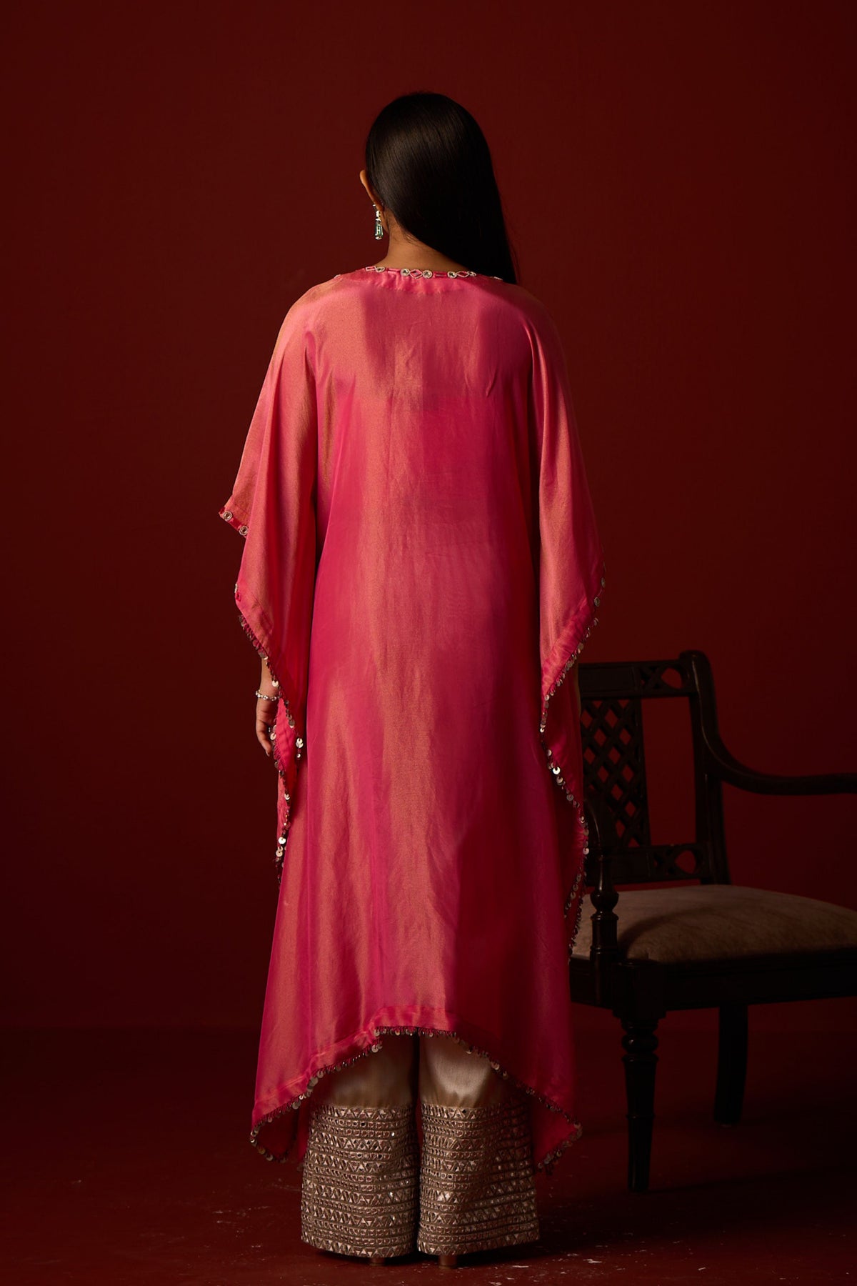 Rani Pink Mirror Work Kaftan