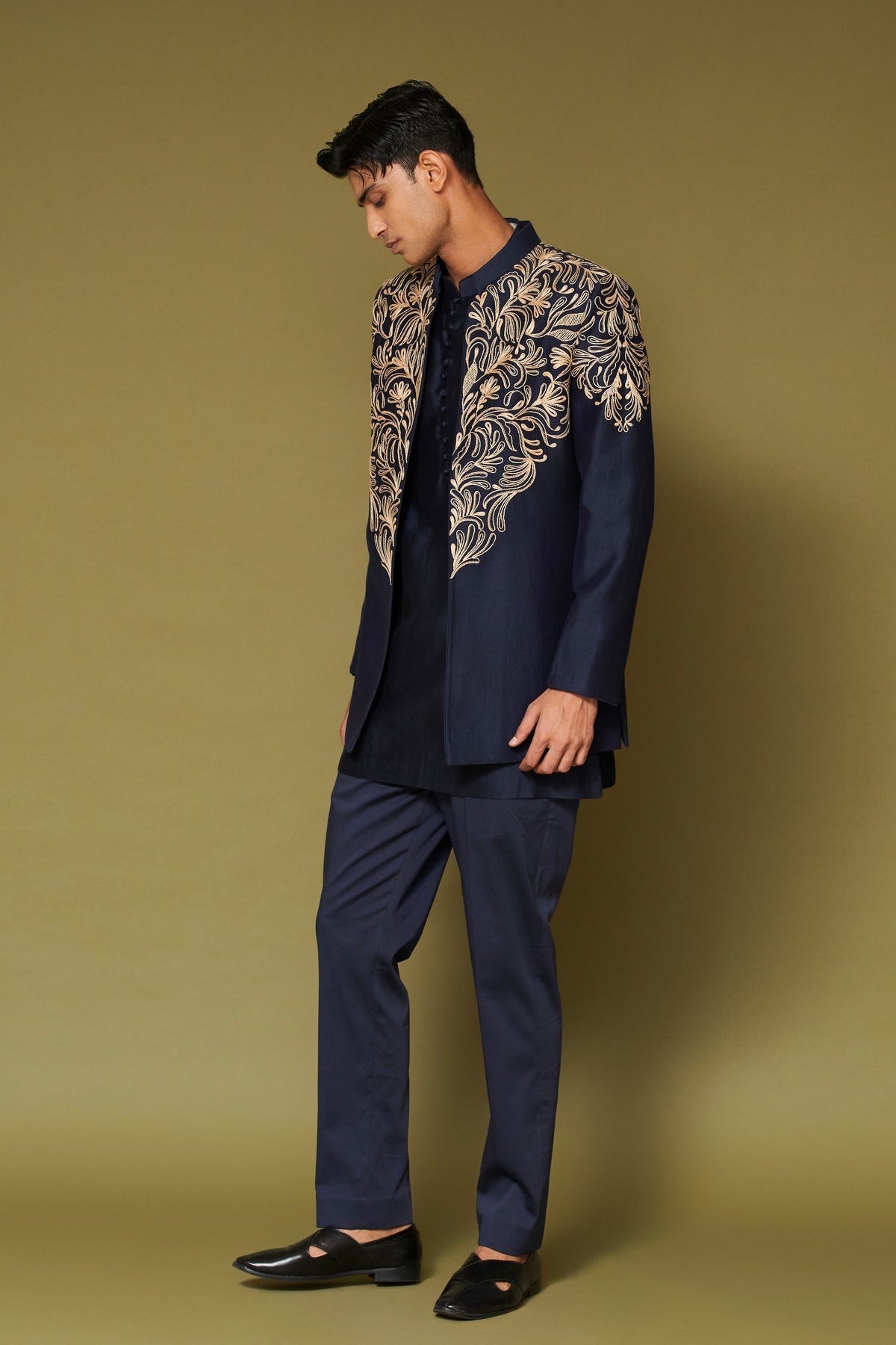 Midnight Navy Bandhgala Set