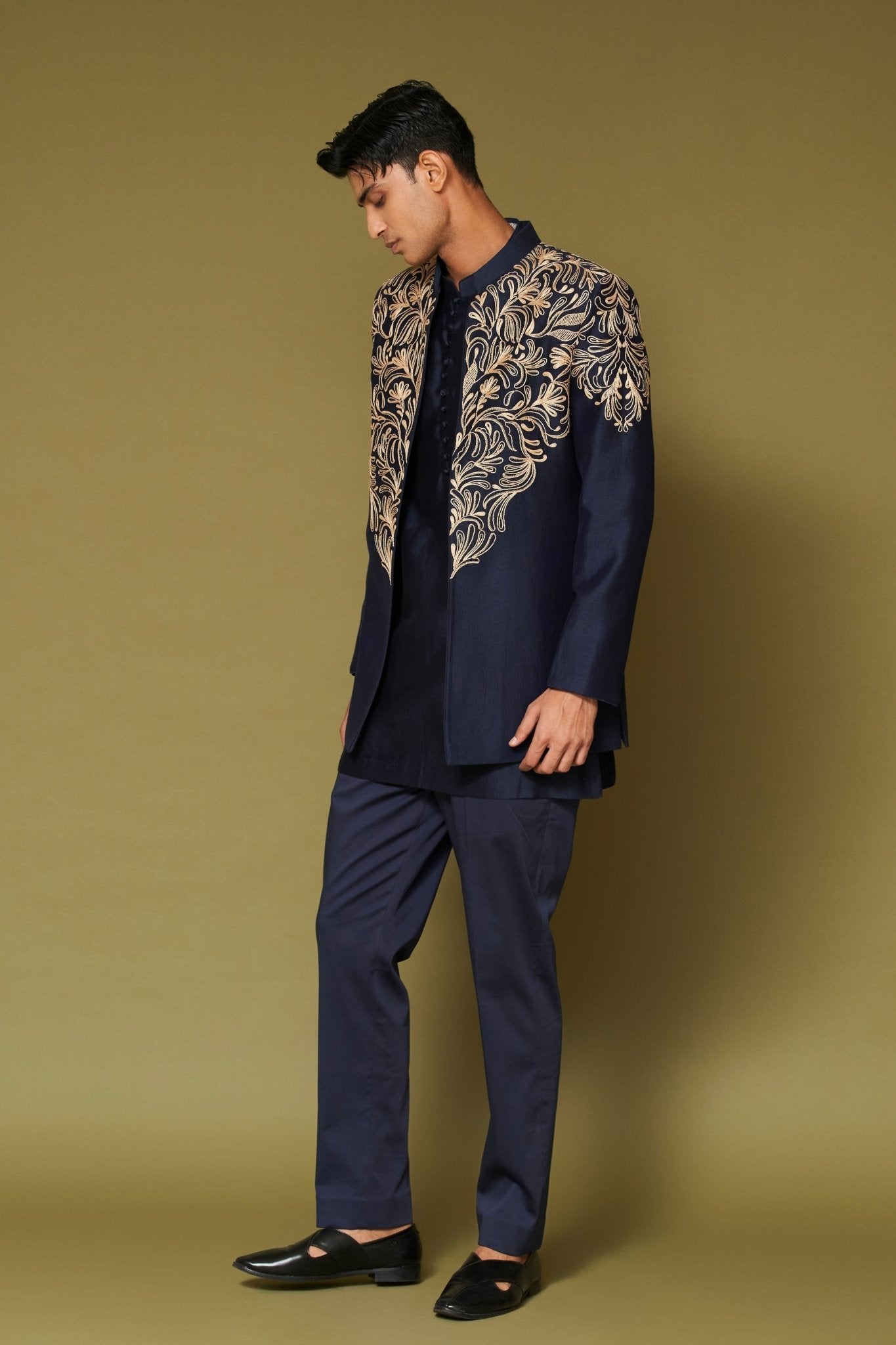 Midnight Navy Bandhgala Set - Devnaagri Menswear - Elahe