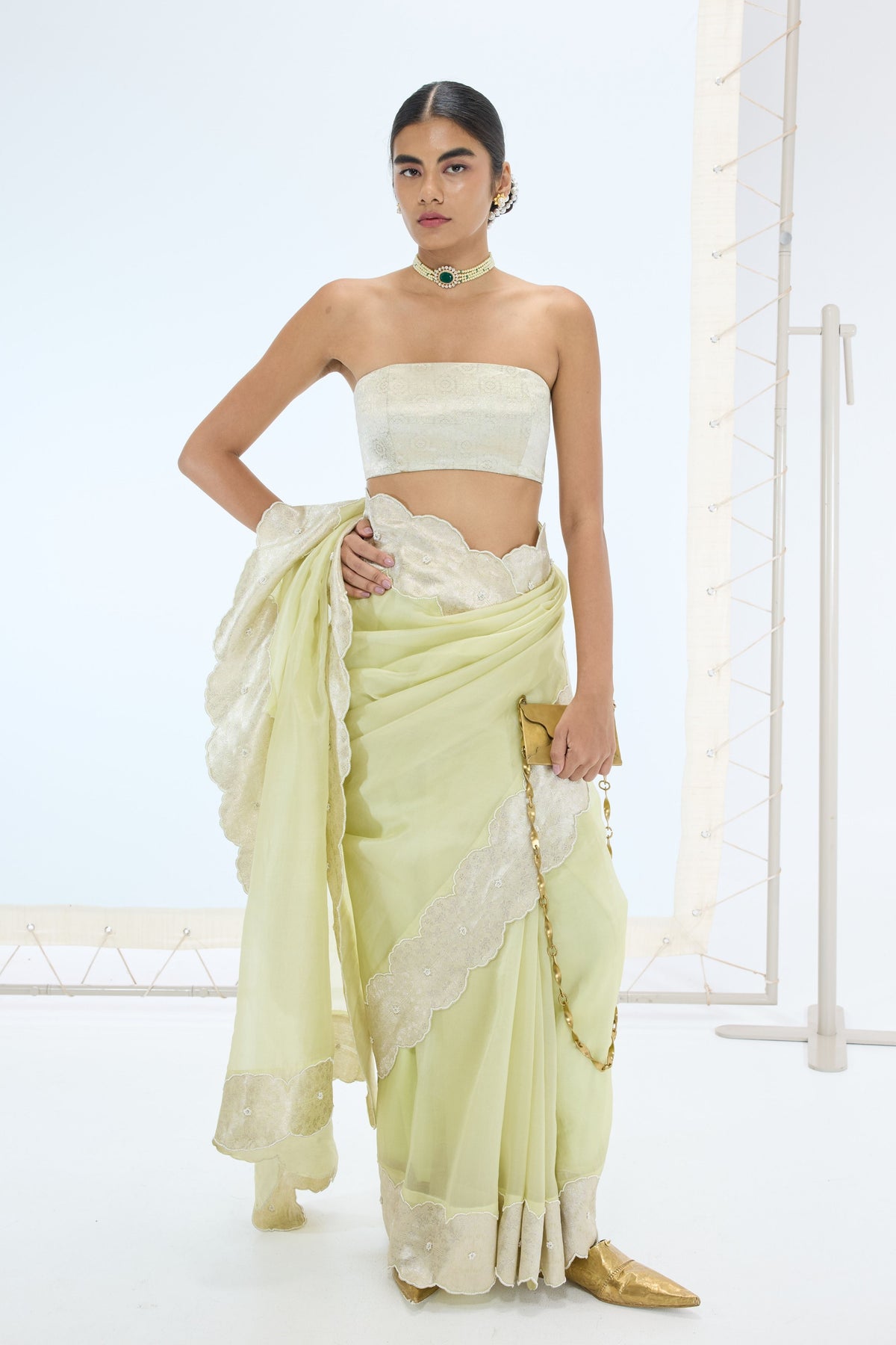 The Jane Saree in Pistachio