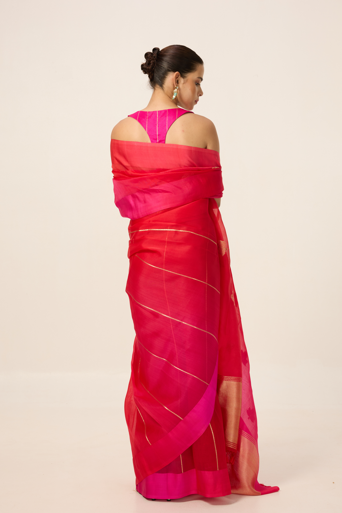Deep Pink Organza Saree