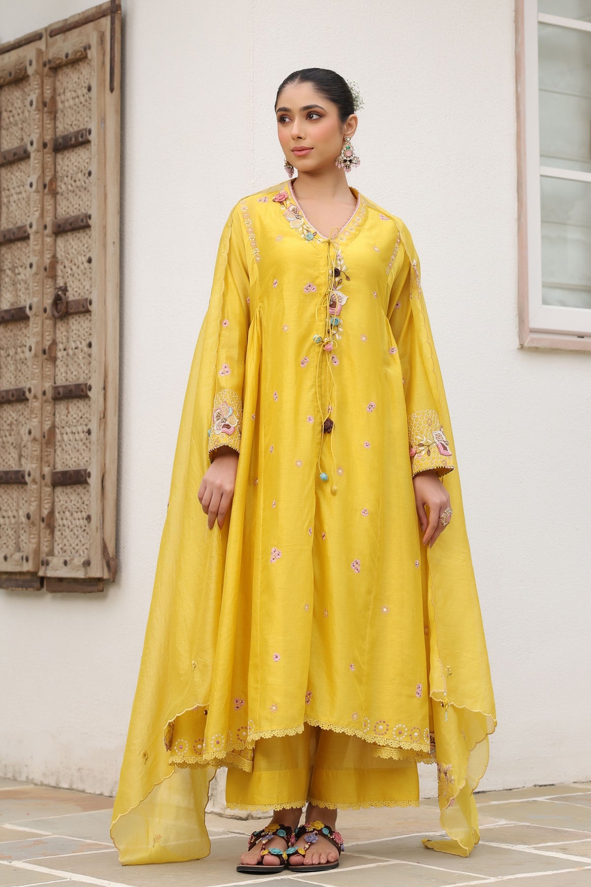 Gulzar Yellow Kalidaar Set