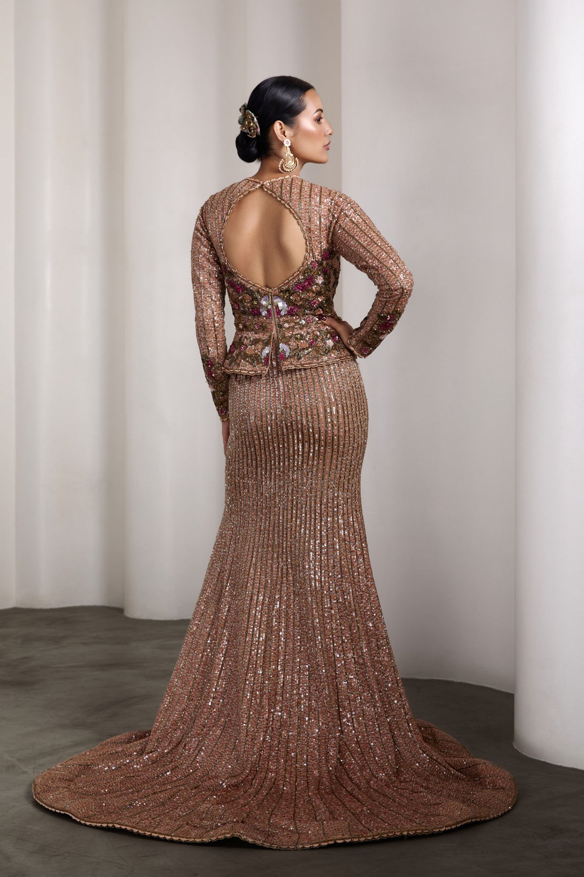 Peplum Embroidered Gown