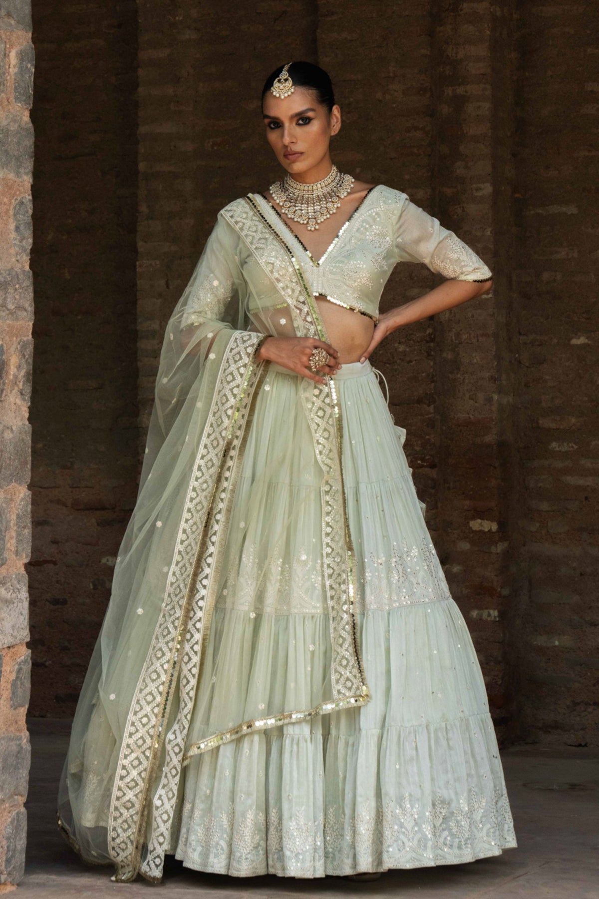Mint Forest Maharani Lehenga Set