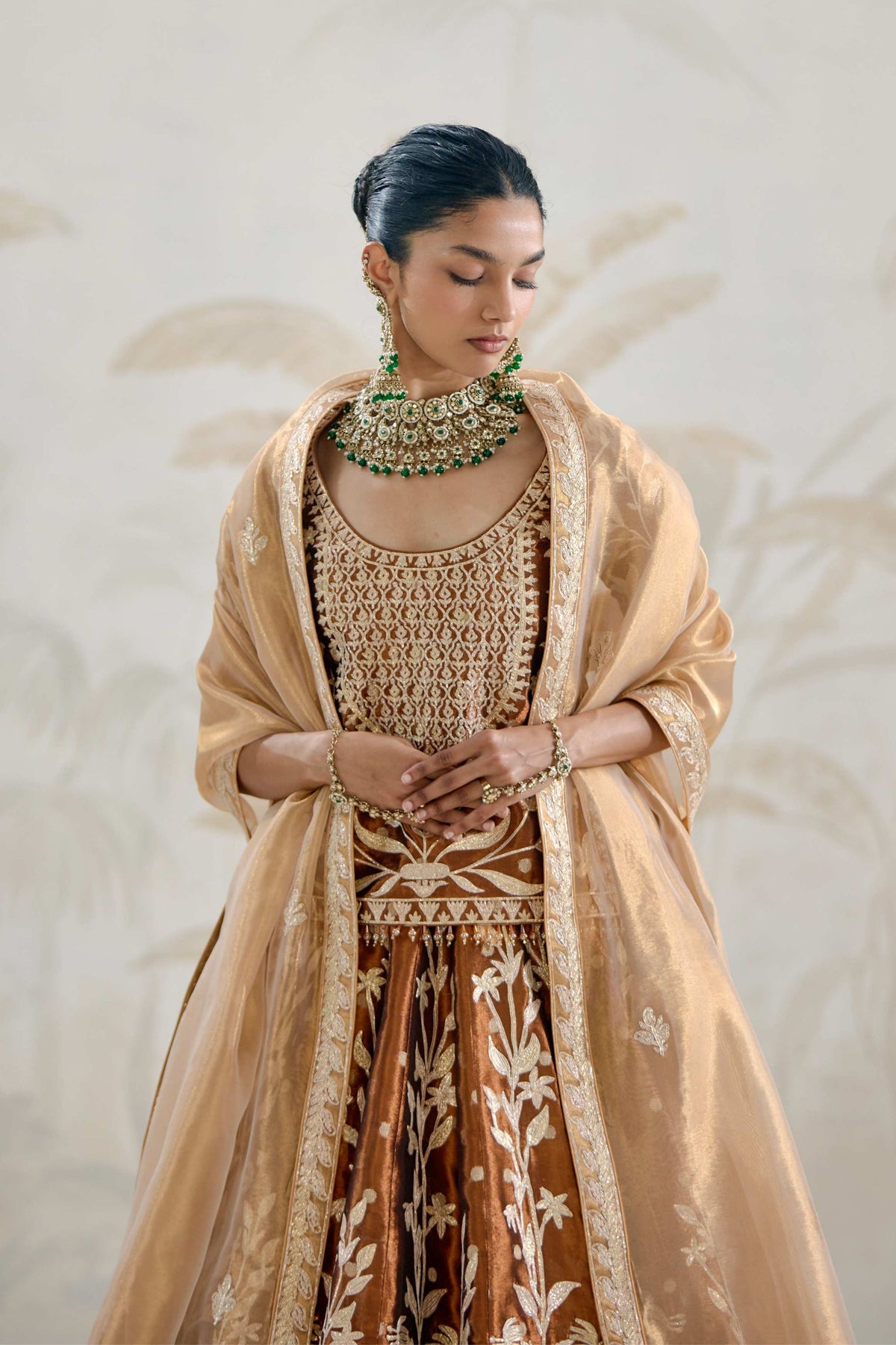 Brown Kurta-lehenga Set