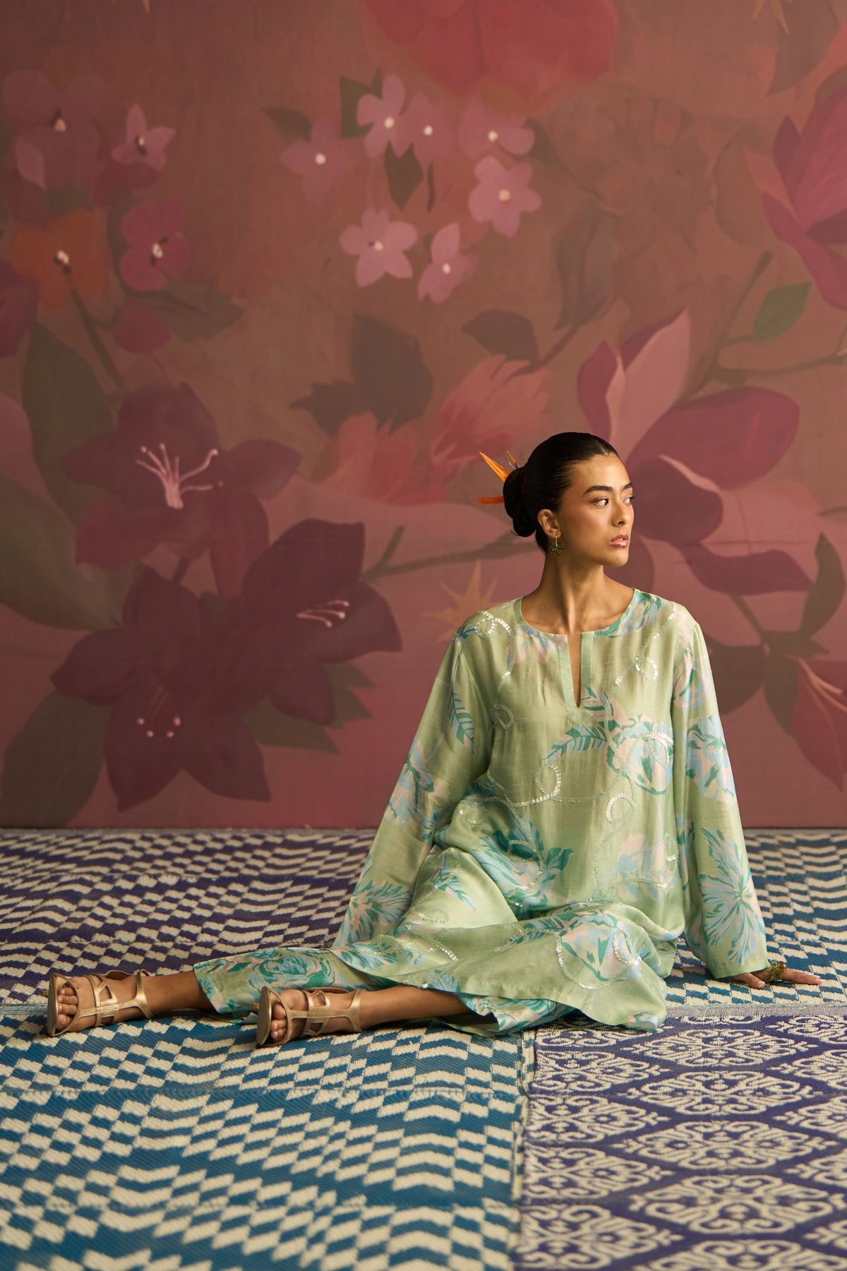 Mint Sage Bloom Kurta Set