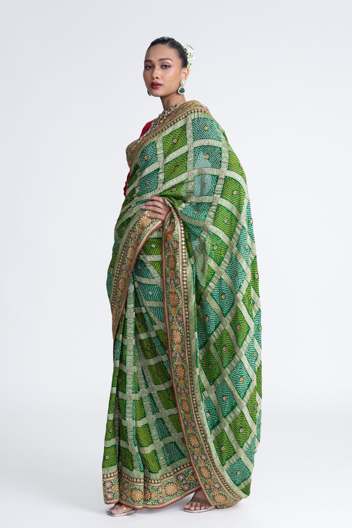 Green Gharchola Banarasi Saree