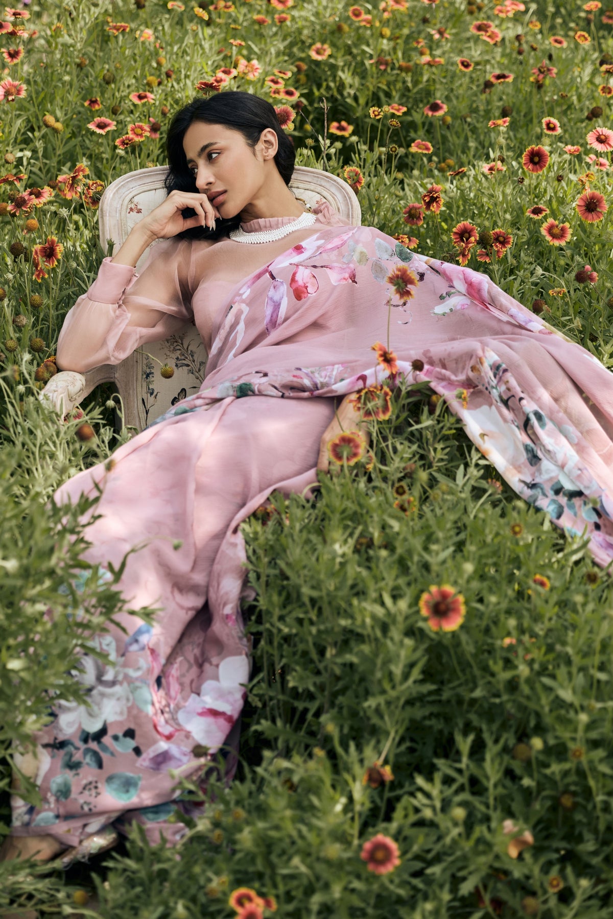 Julie Old Rose Chiffon Saree