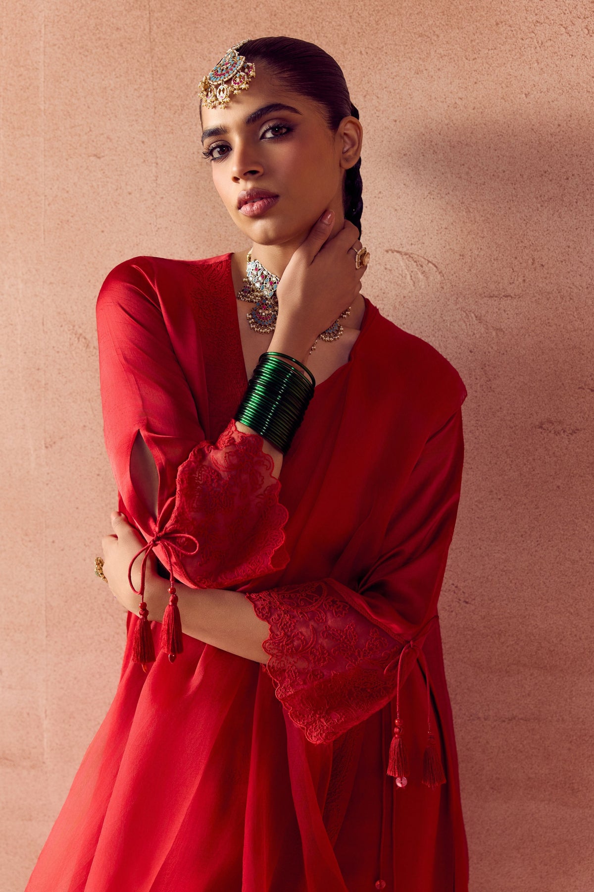 Red Dori Kurta Set