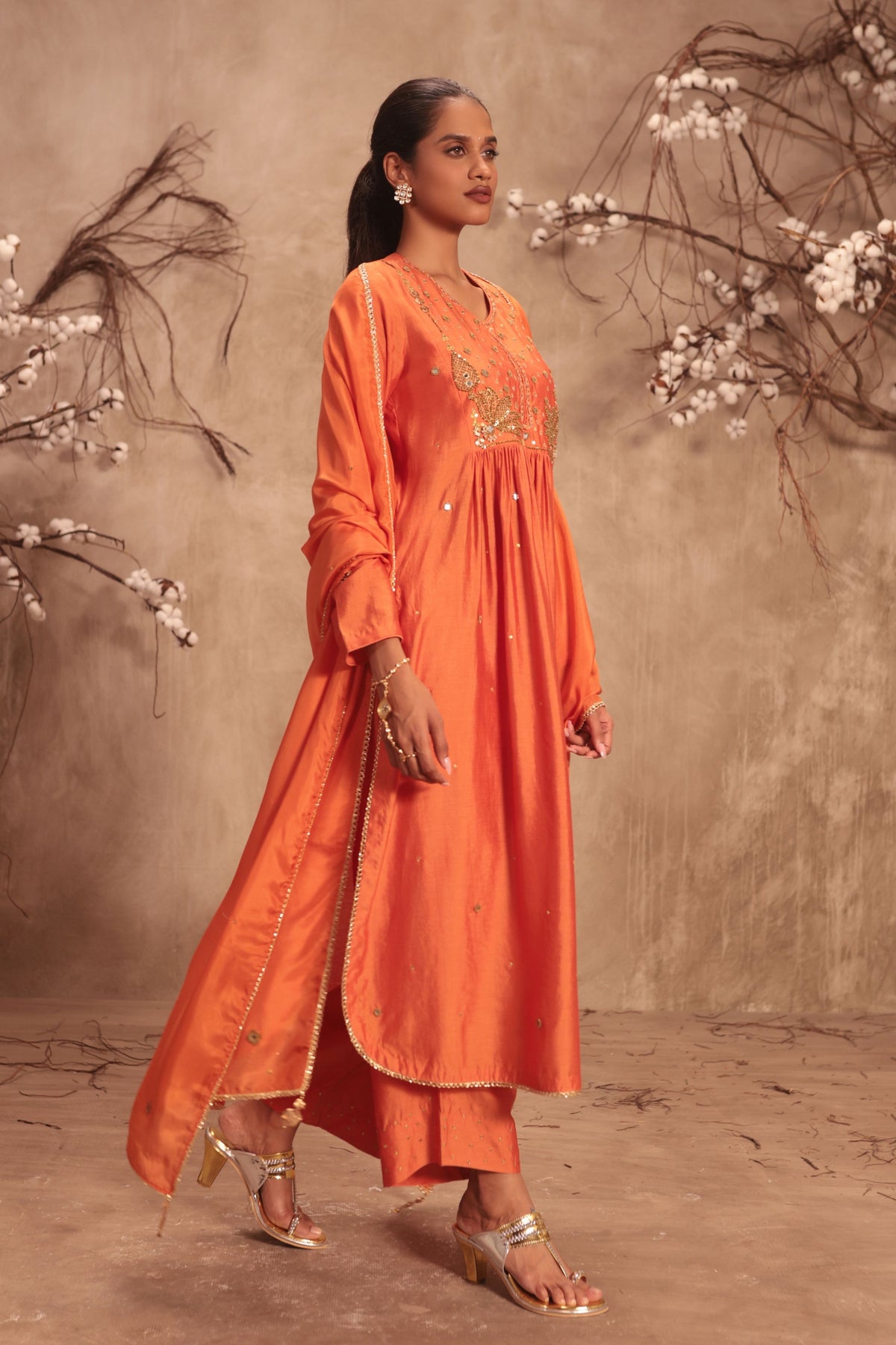 Orange Frockstyle Kurta Set