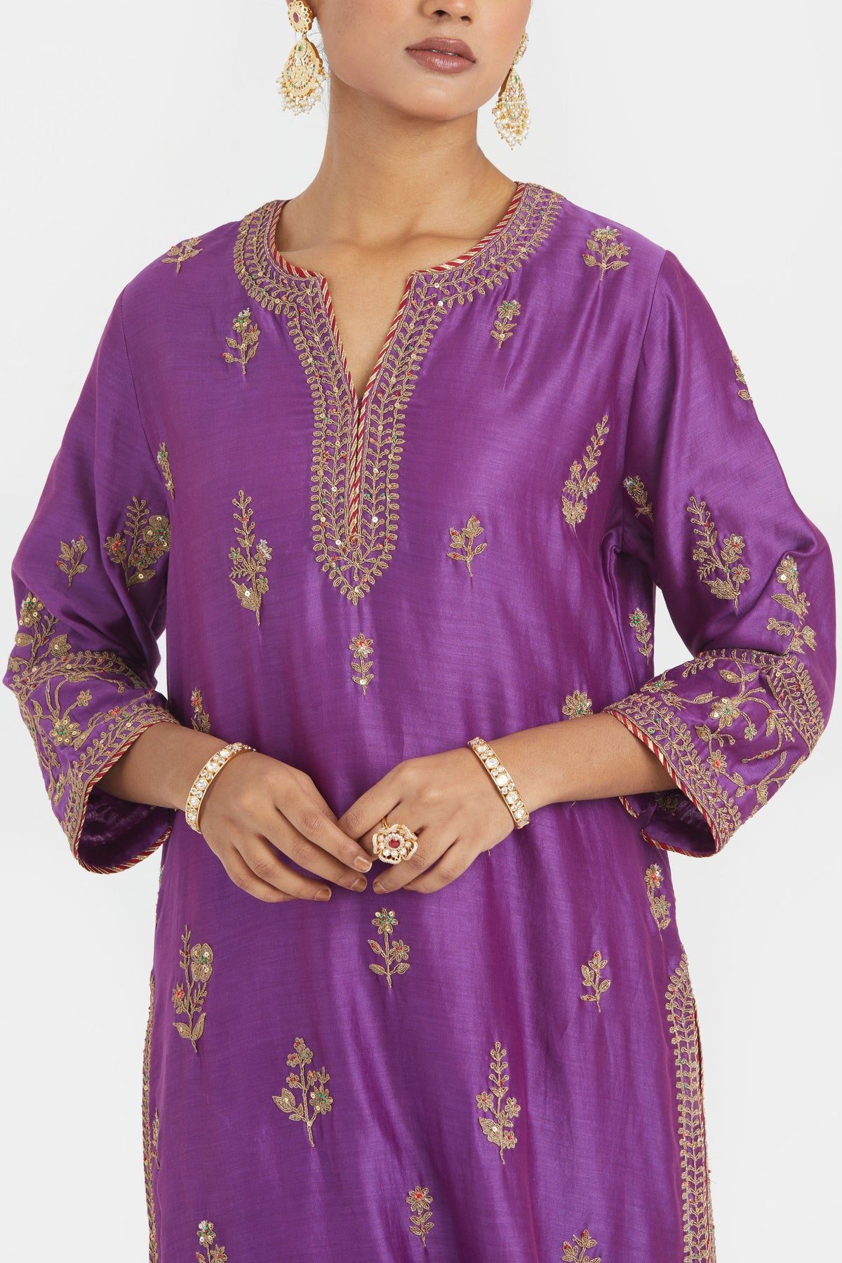 Purple Chanderi Kurta Set