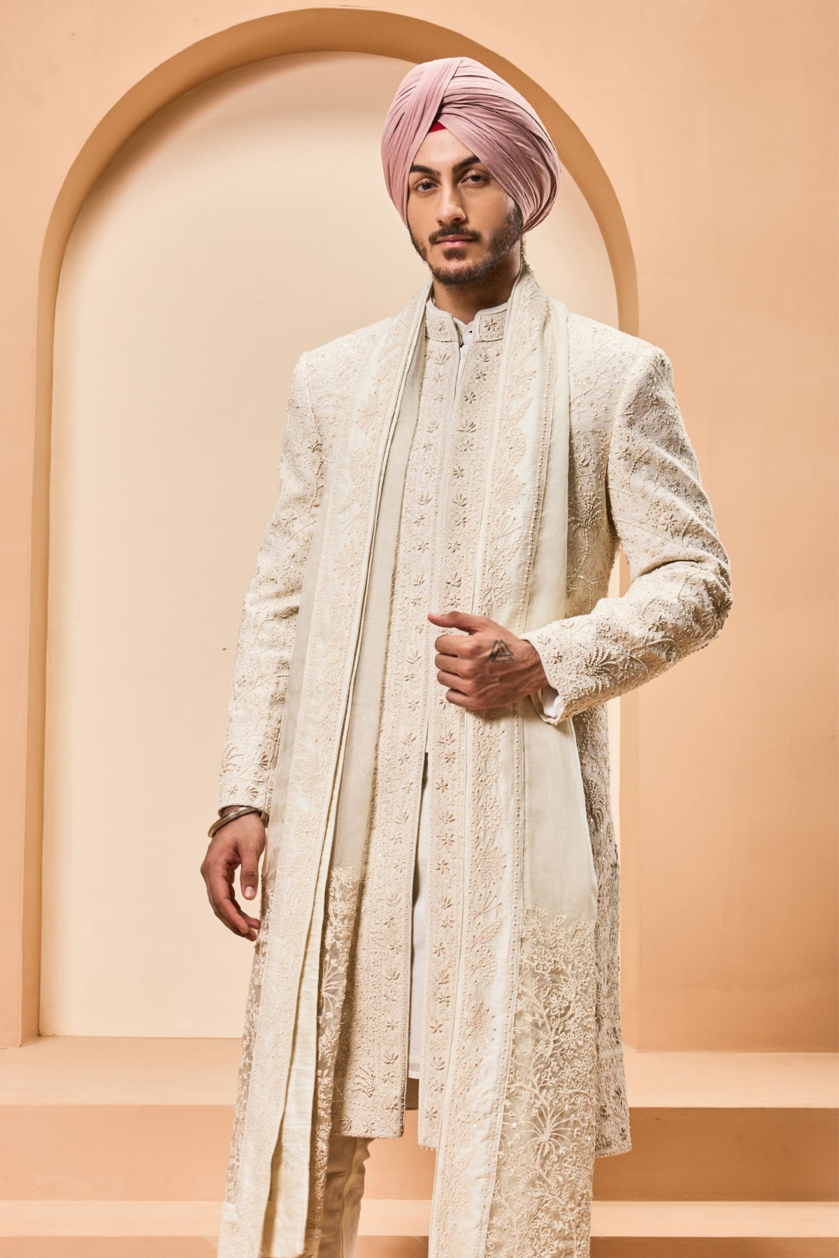 Threaded Ivory Sherwani Set