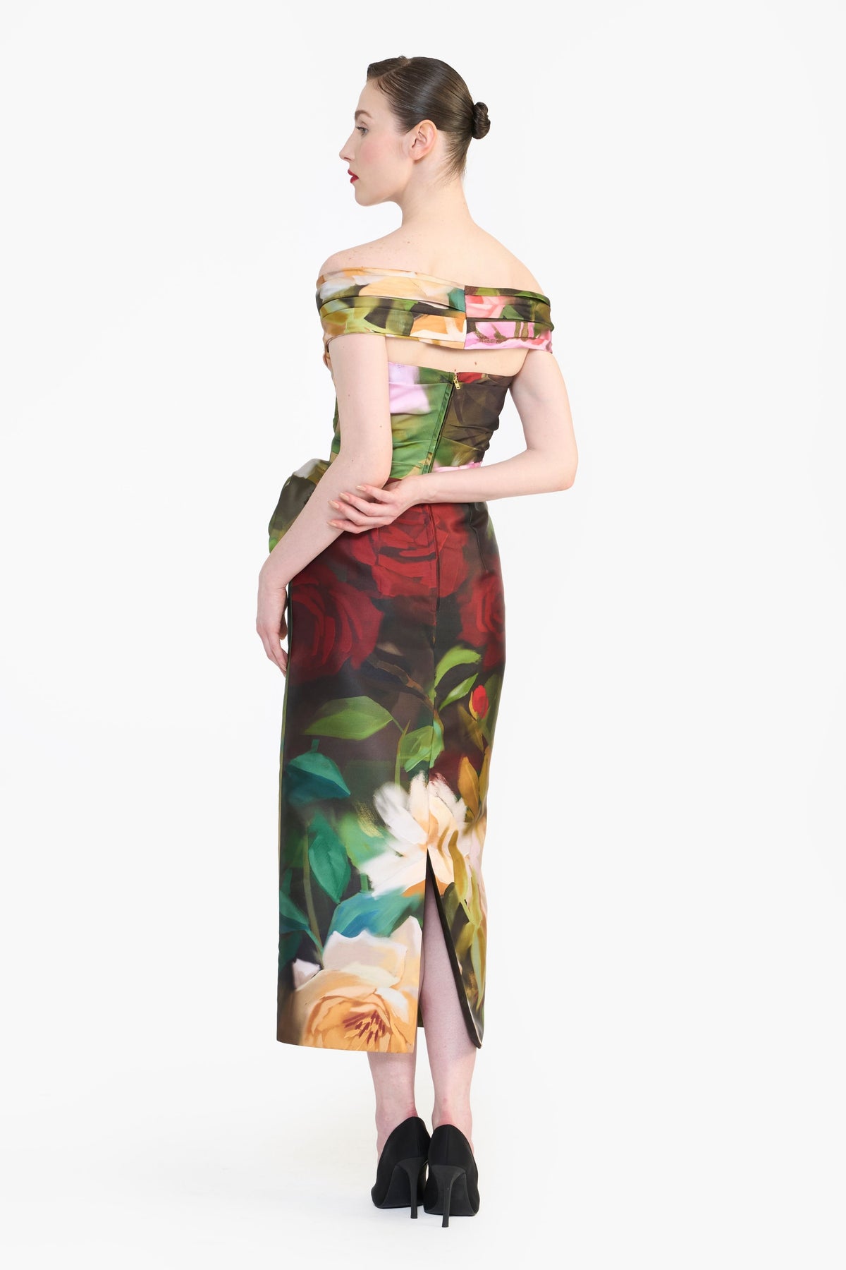 Off Shoulder Draped Midi