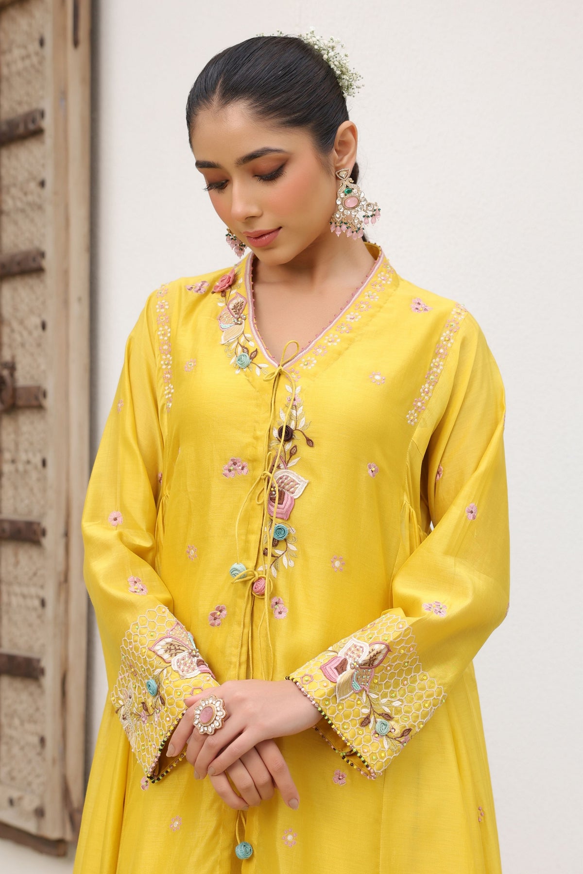 Gulzar Yellow Kalidaar Set