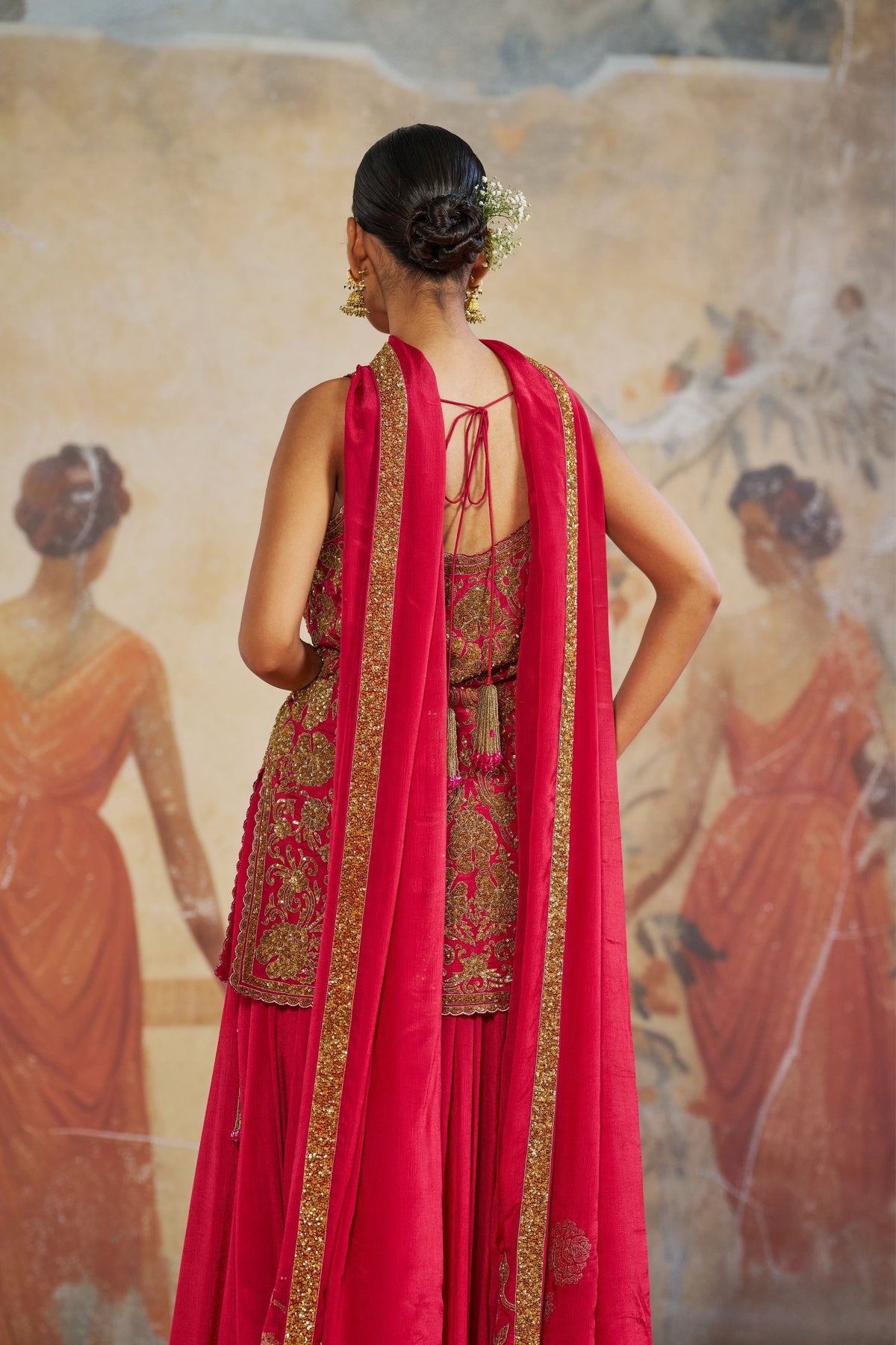 Sequin Red Kurta Set